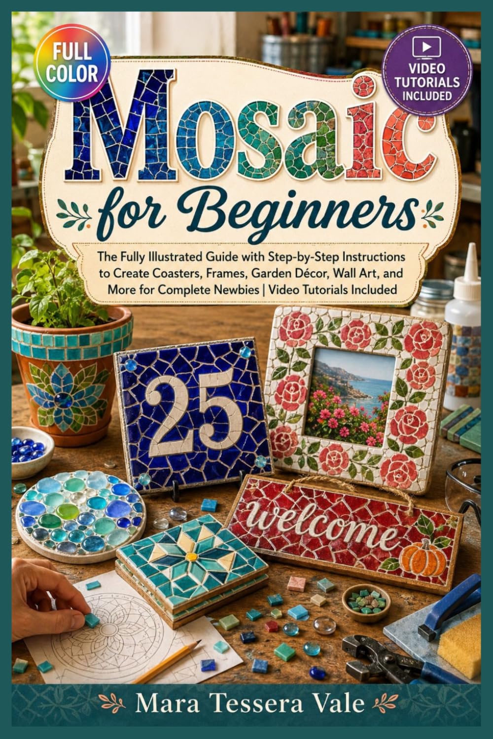 MOSAIC FOR BEGINNERS: The Fully Illustrated Guide with Step-by-Step Instructions to Create Coasters, Frames, Garden Décor, Wall Art, and More for Complete Newbies | Video Tutorials Included
