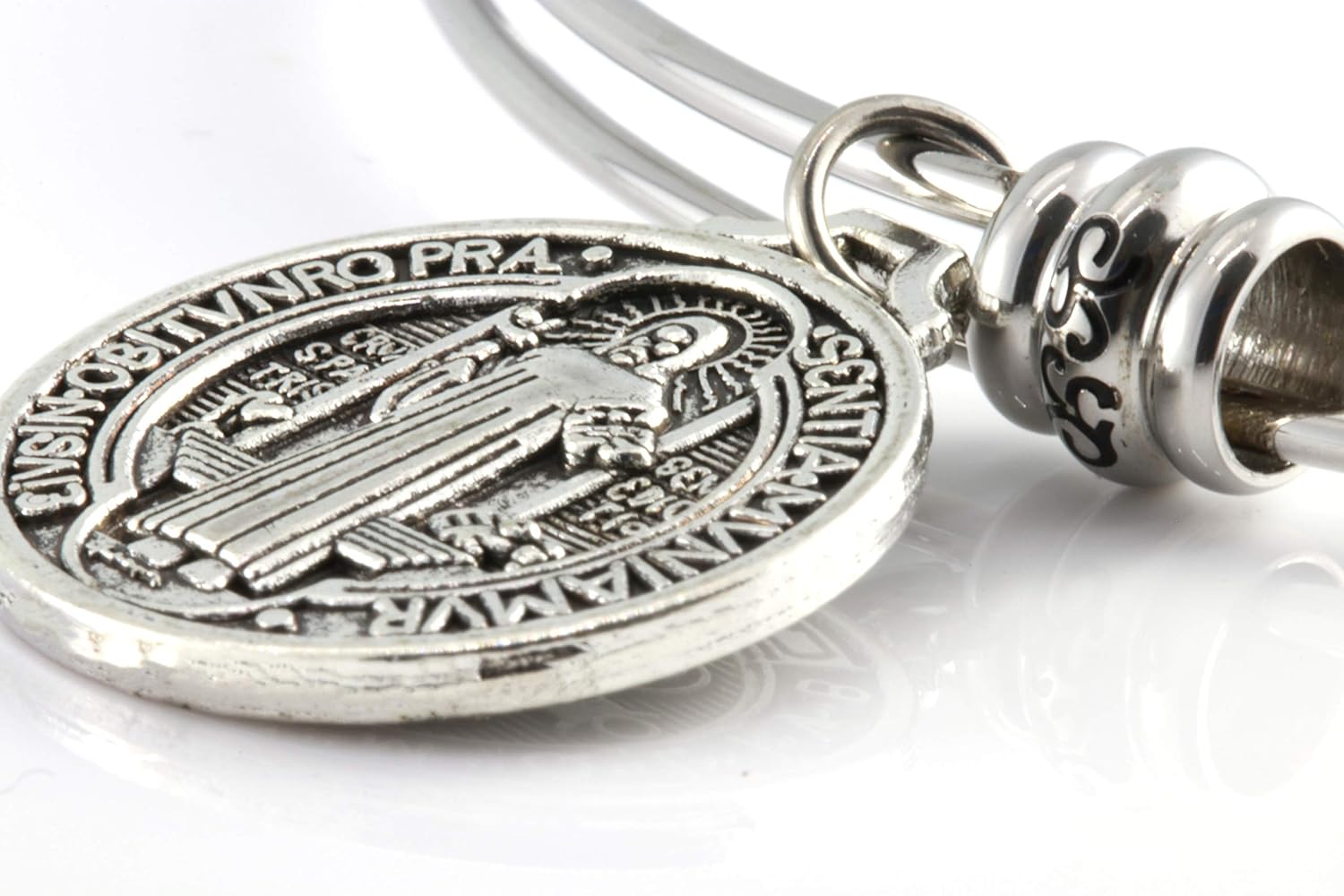 San Benito Bracelet | St Benedict Medals are Great Catholic Gifts or Confirmation Gifts and Medalla de san Benito a Stainless Steel Bangle for Sensitive Skin a Saint Benedict Bracelet for Men or Women - Image 7