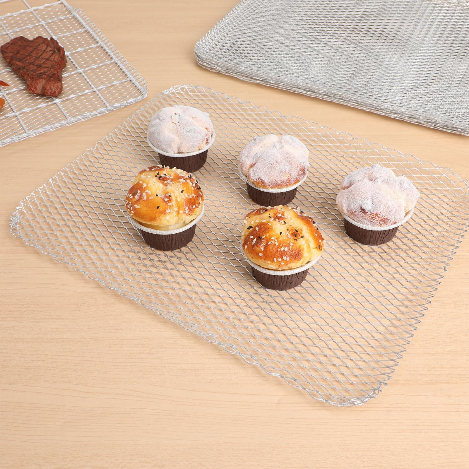 20pcs Aluminum Bbq Mesh Grilling Mats Non-stick Outdoor Grill Pads for Meat Vegetables Fish and More Bbq