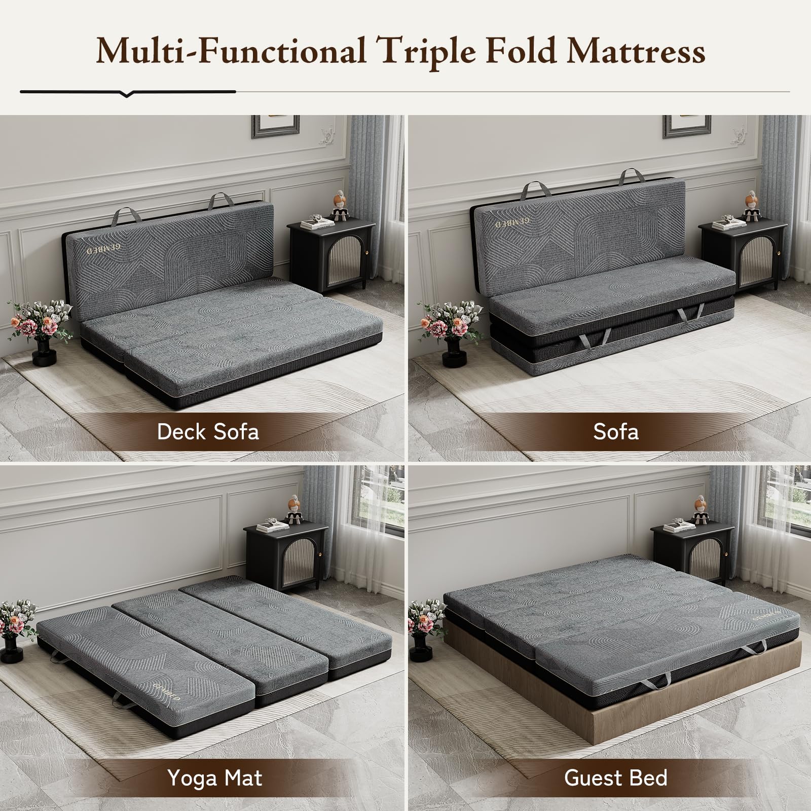Amazon.com: GEMBED Tri Folding Mattress King Size - Memory Foam