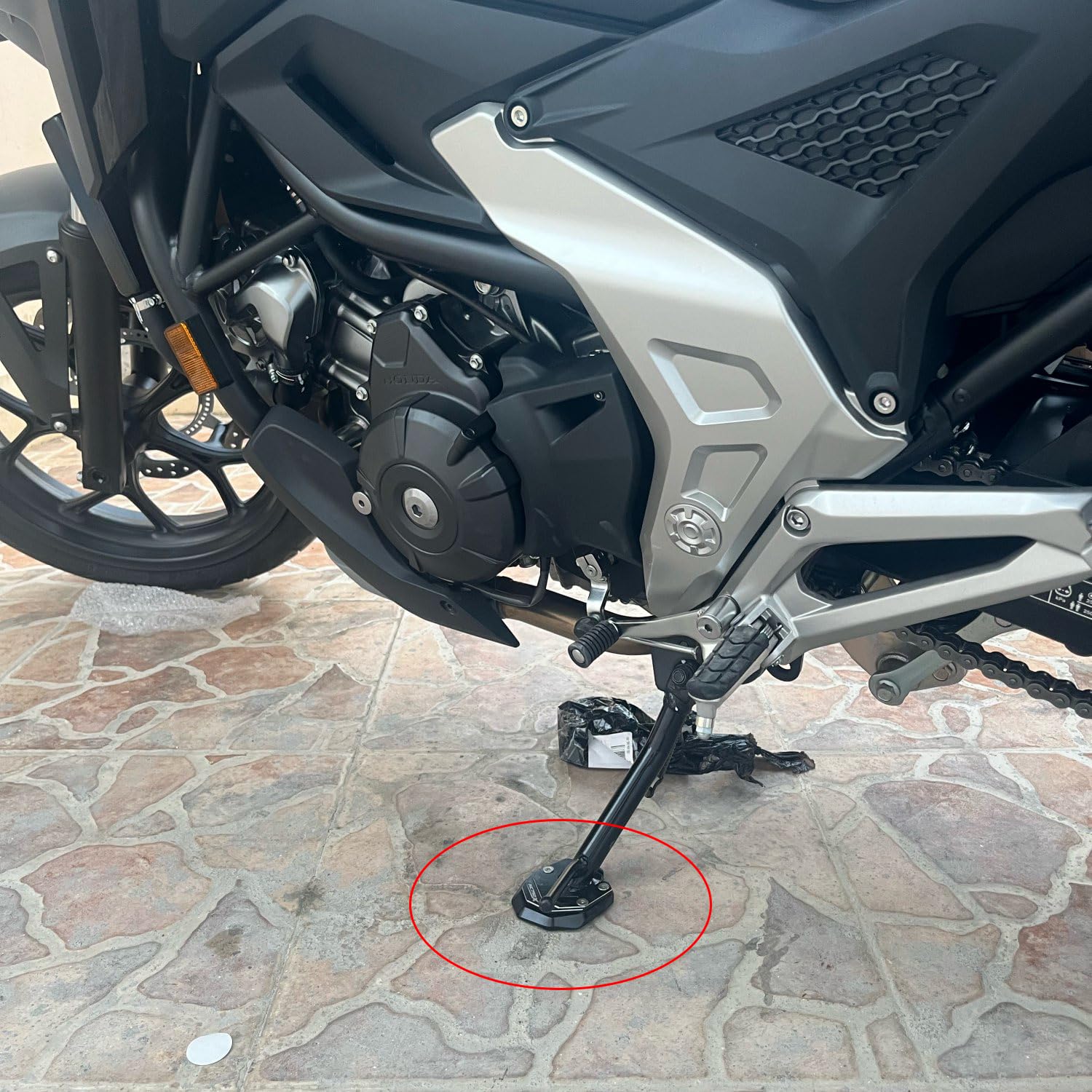 Motorrad Zubehör passend für Forza 750 NSS 750 XADV 750 NC750X 2021-2025 X-ADV 2024 2023 Forza750 NSS750 Stützplatte Seitenständer Verlängerung Motorradständer aus CNC Aluminium (Grau)