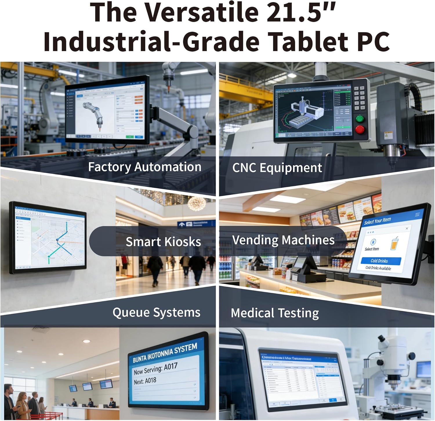 21.5" All in One Computer Android 12, Touchscreen Industrial Panel PC with Wall Mount, RK3399, 4GB Ram 64GB Rom, 1920*1080 IPS, HDMI 2.0, USB3.0*1, USB2.0*3 for Office/Automation/Kiosk/Bar/Warehouse