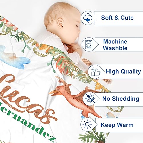 Miniatura 3 de J&SBGFT Manta de bebé personalizada para niños, nombre personalizado, manta de recepción para niños pequeños y niños, manta decorativa para cuna, 30