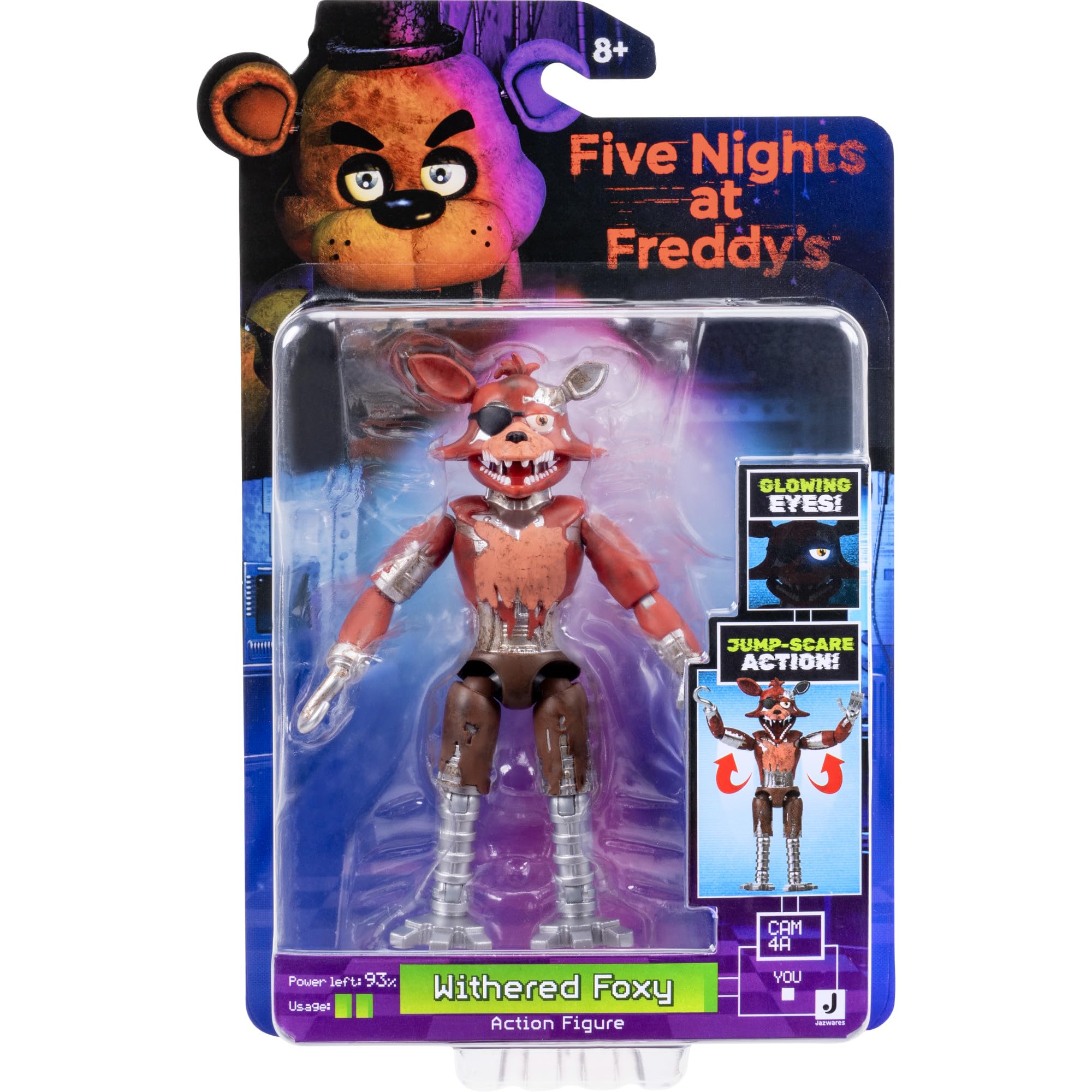 Jazwares Five Nights at Freddy’s Withered Foxy - 5-Inch Articulated Figure with Jumpscare Feature and Glow-in-The-Dark Eyes thumbnail 2