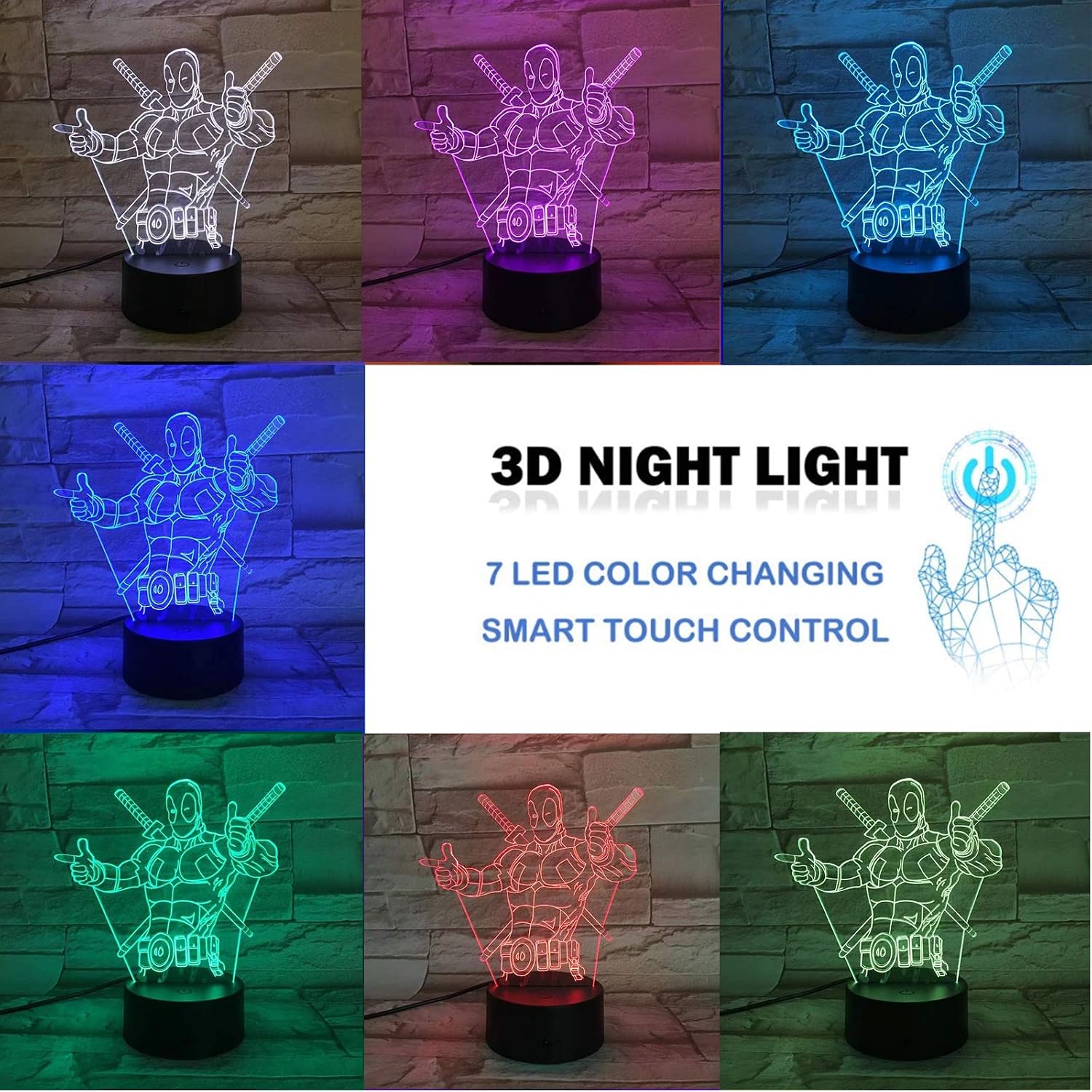 AIRUEEK 3D Lamp Illusion Night Light 16 Colors Changing Dimmable with Remote & Smart Touch Lamps Bedroom Decor Gifts Toys for Kids Teenagers