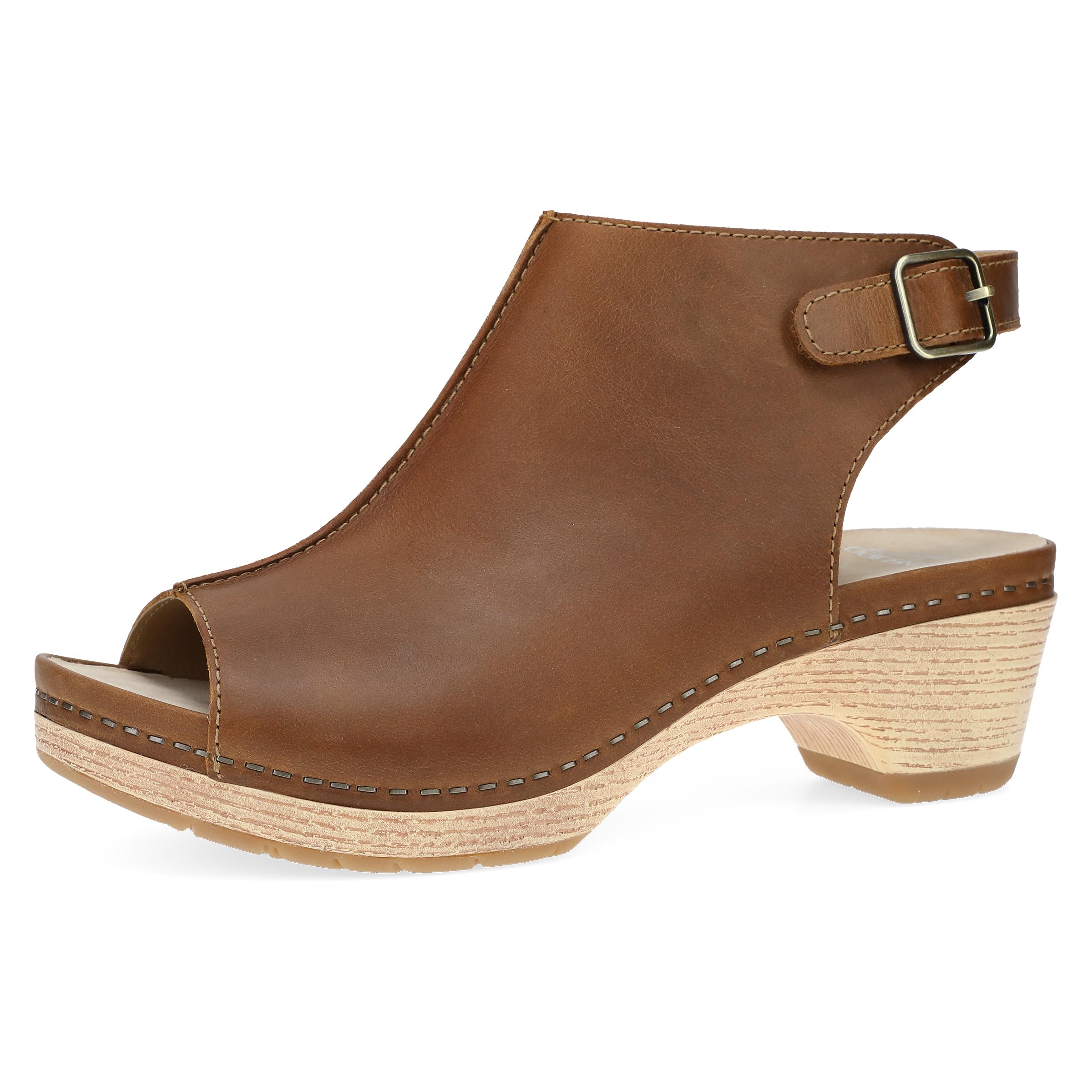 Dansko Lizzy Peep-Toe Booties for Women - Linings from Recycled Materials and Leather for Breathability- Lightweight Rubber Outsole