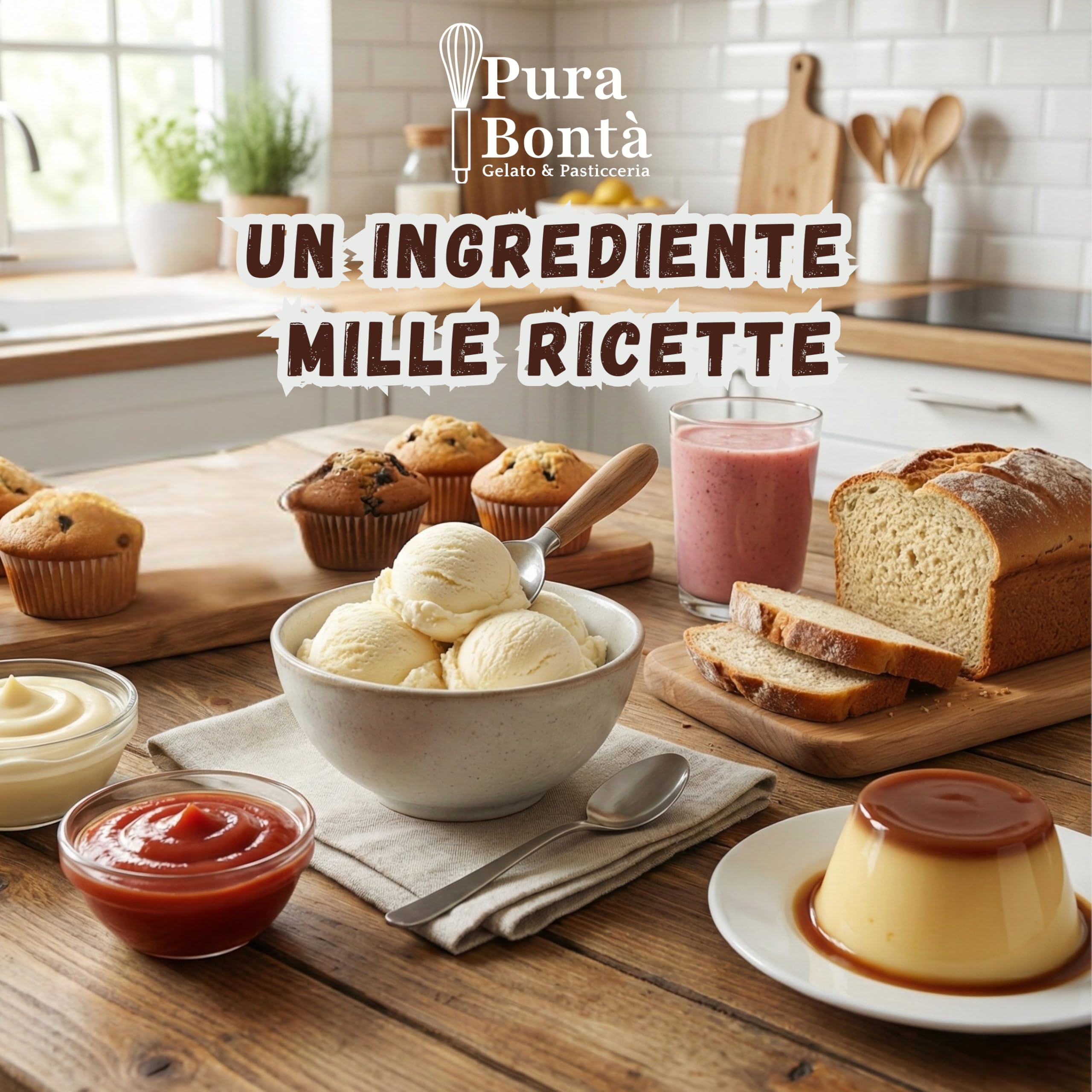 PURA BONTÀ Gomma di Xantano in Polvere Senza Glutine 1 Kg | Addensante e Stabilizzante Alimentare 100% Naturale | Pane e Pizza 100% Senza Glutine | Alta Viscosità, Zero Grumi | Confezionato in Italia