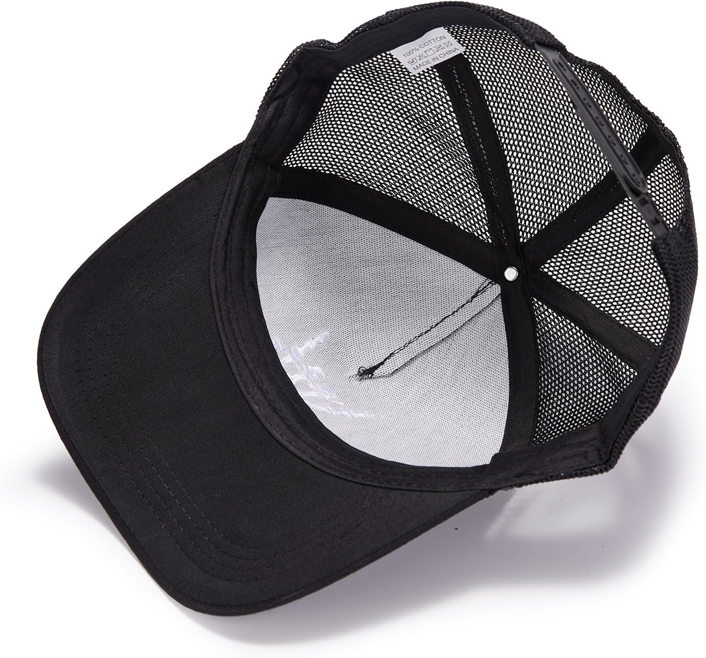 Embroidered Trucker Hat Black Baseball Cap Adjustable Mesh Dad Hats for Men Women - Image 4