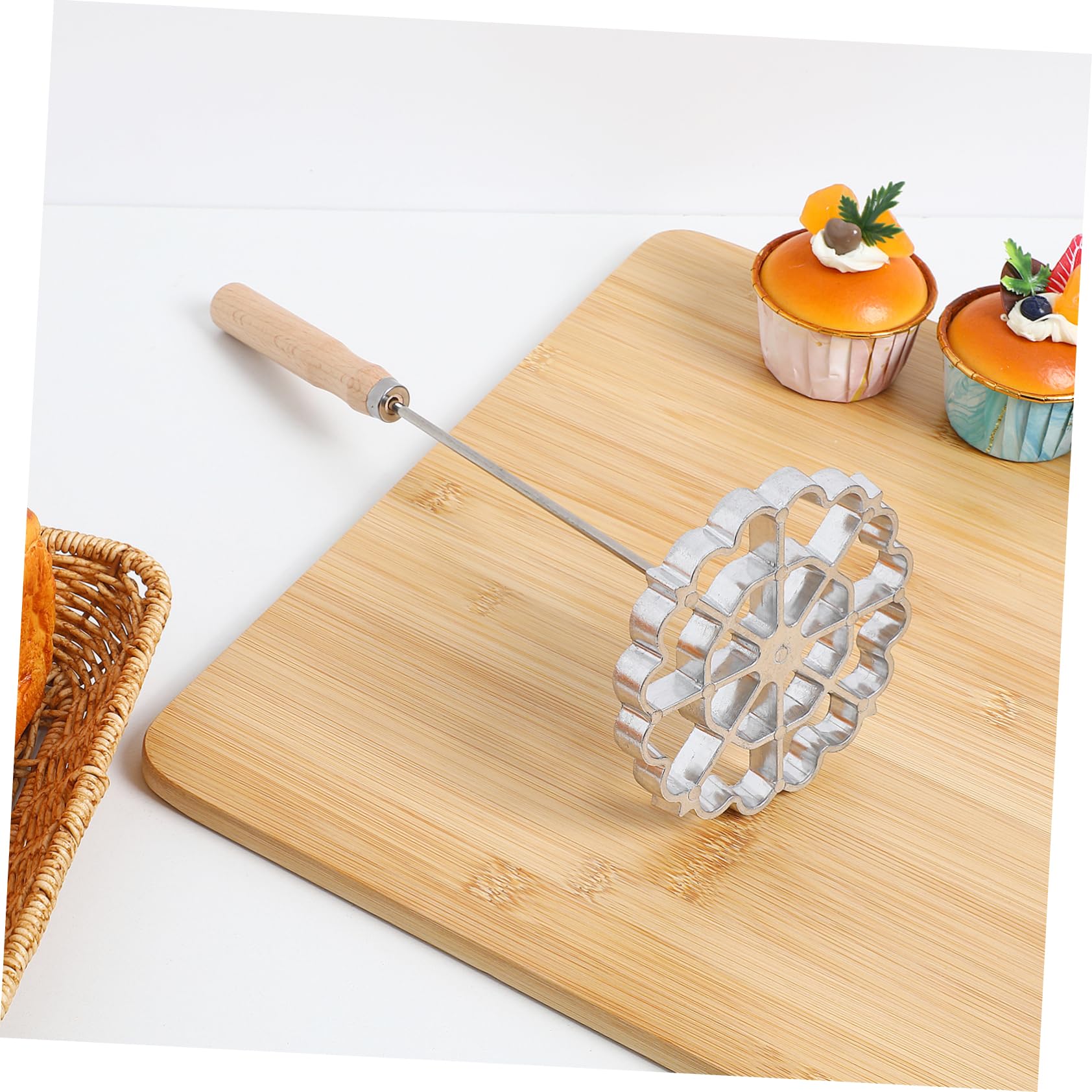 Mestolo da Cucina per Friggere Manico in Legno Leggero e Portatile, Utensile in Lega di Alluminio Argento per Ristoranti e Preparazione di Cibi Fritti