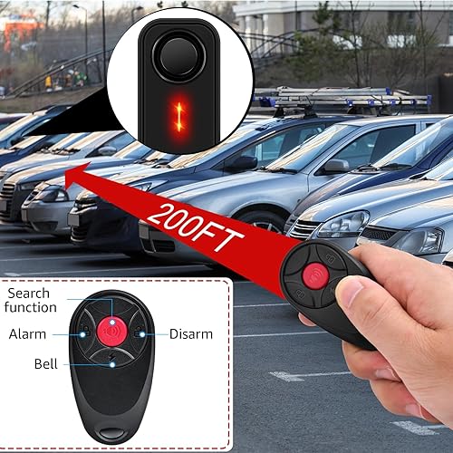 Miniatura 11 de Juego de 2 alarmas inalámbricas para bicicleta con control remoto, alarma antirrobo, alarma inalámbrica con sensor de movimiento, alarma impermeable
