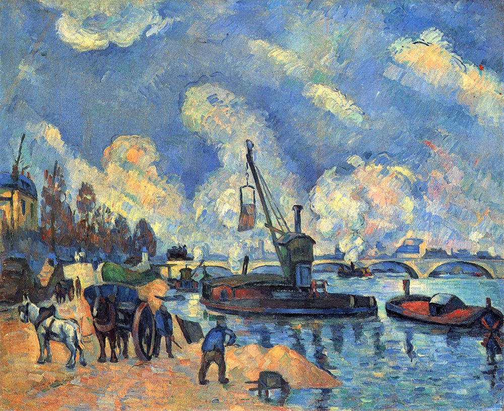 Impression Cézanne River Industry extra large décoration murale cadre noir