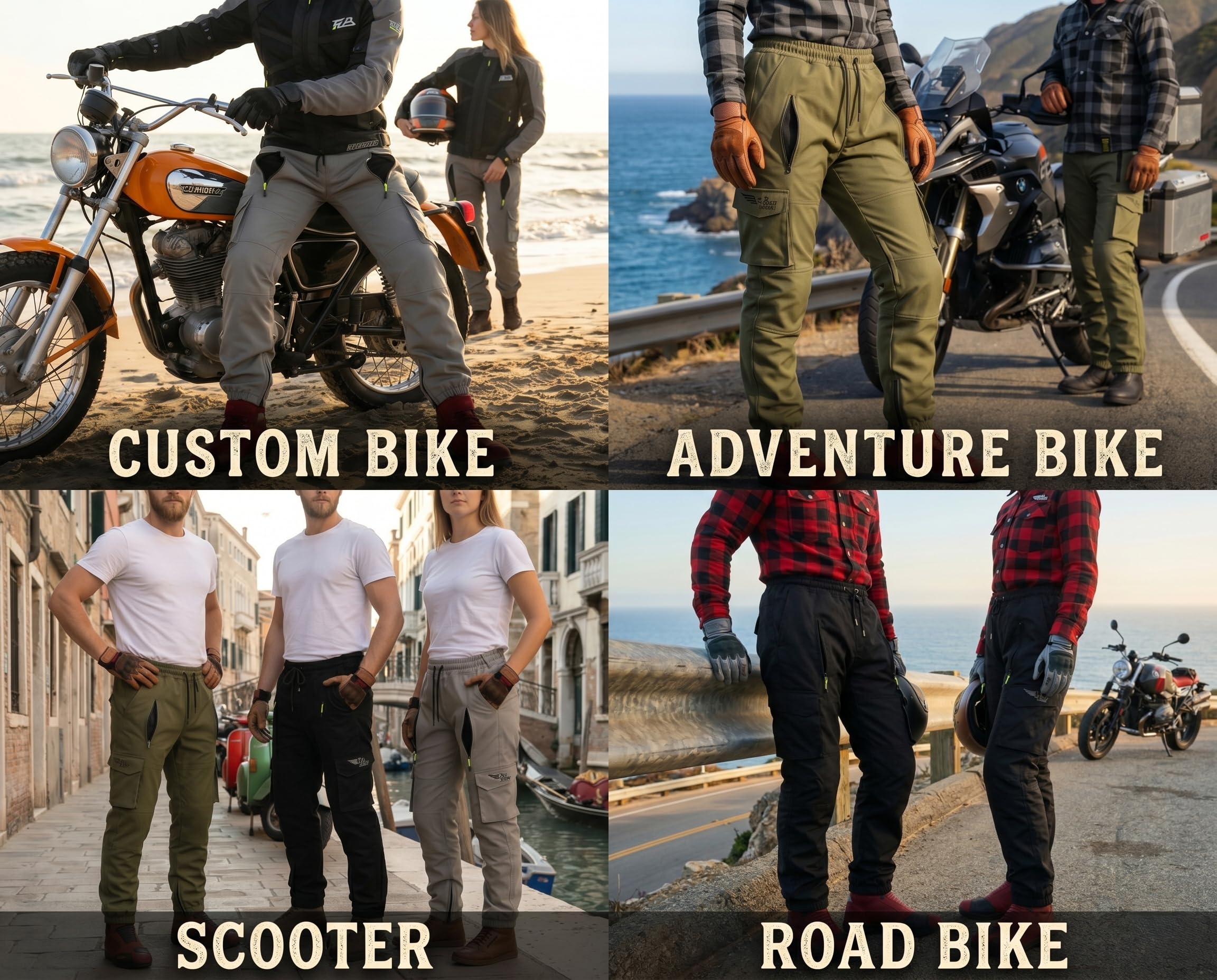 TLA Racer Pantaloni Moto, Protezioni CE, Rinforzi in Aramide. Taglie sino 6XL Uomo, Donna. Ampio Elastico in Vita, Coulisse con Lacci, Varie Tasche e Prese d’Aria. Pantaloni Moto, Scooter
