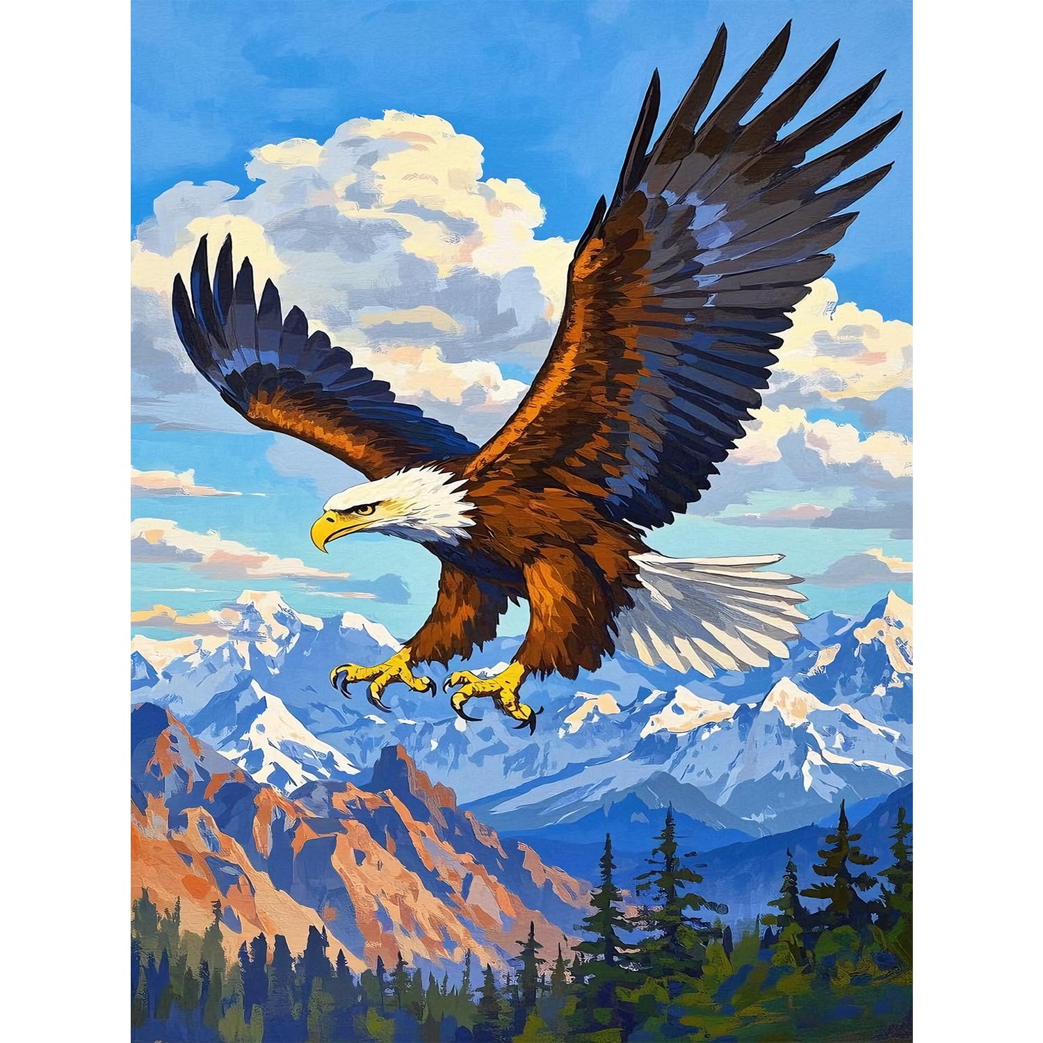 Eagle 5D Diamond Painting Kit for Adults - Snow Mountain Eagle Full Drill DIY Round Diamond Art Kit Suitable for Beginners and Home wall Decoration 12