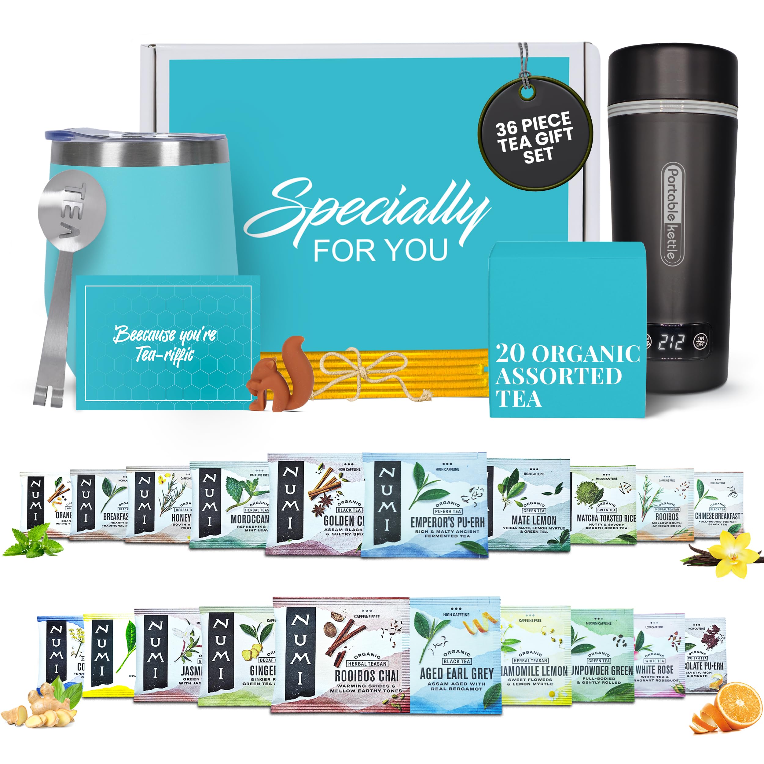 Amazon.com: Organic Gift Set with Portable Kettle - 36 Piece Gift