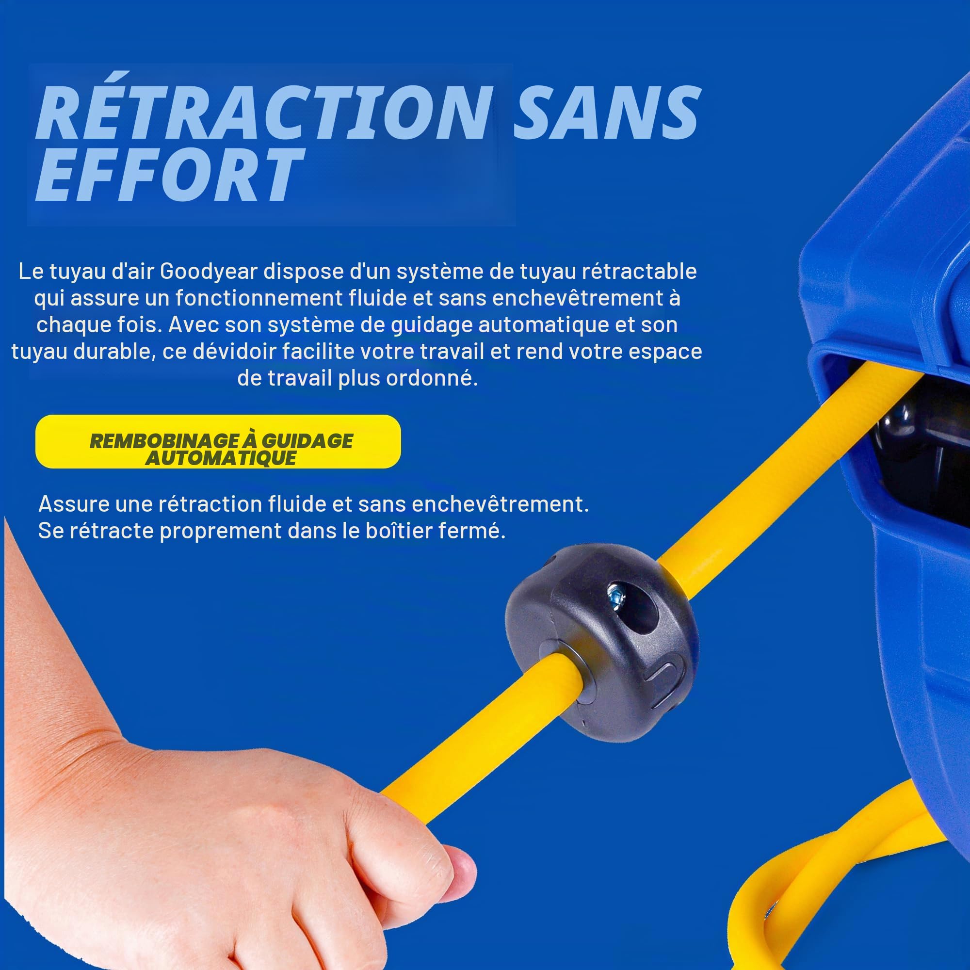 Goodyear rétractable compresseur d'air/eau dévidoir, max. 300psi (3/8" x 65 ft) hybride polymère flexible