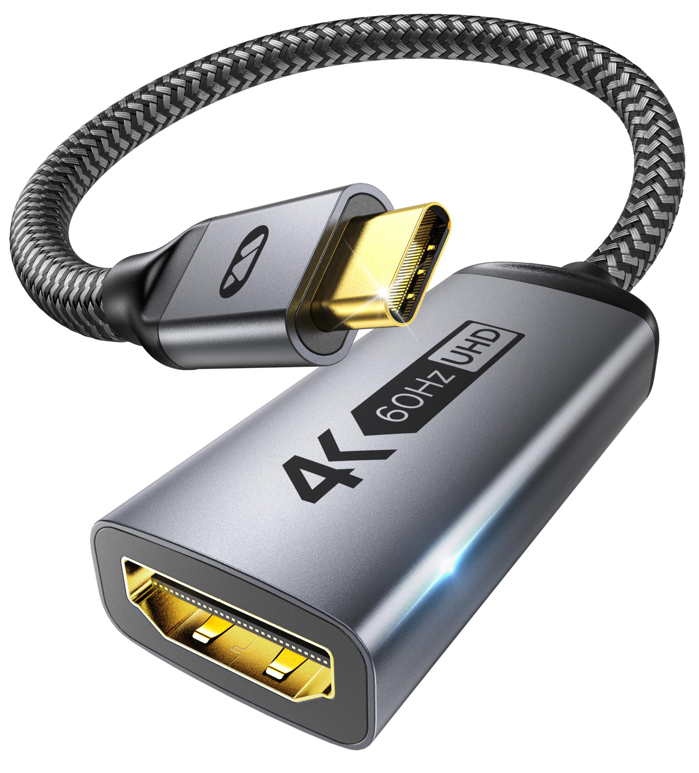 WARRKY USB C Auf HDMI Adapter | 4K 60Hz, 2K 144Hz | Thunderbolt 4 [HDMI 2.0] Kompatibel Mit iPhone 15 Serie, MacBook Pro/Air, iPad Mini 6/Pro/Air, Galaxy S8 Zu S23, XPS, Usw