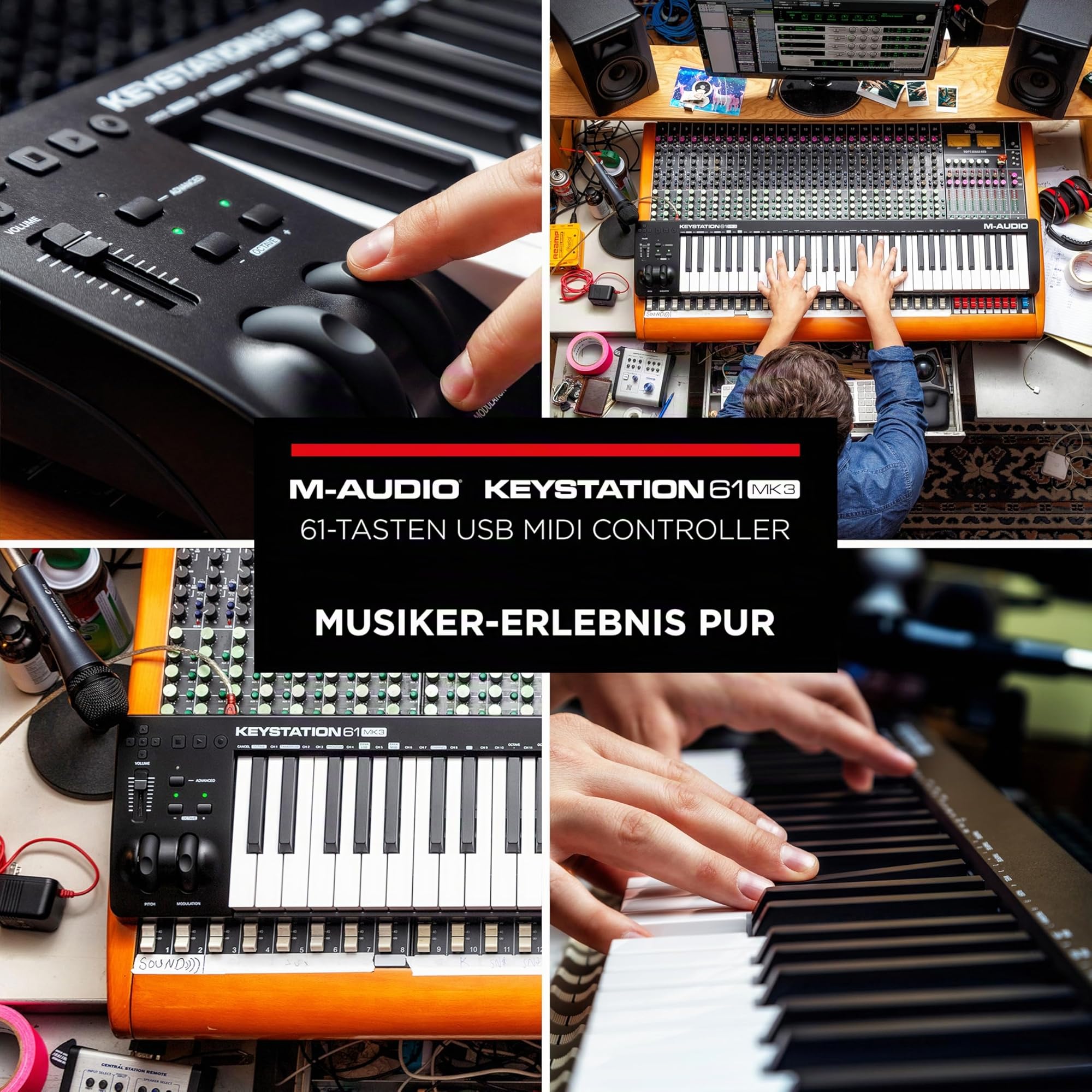 M-AUDIO Keystation 61 MKIII - Kompakter 61-Tasten MIDI Keyboard Controller mit Zuweisbaren Reglern, Pitch/Modulation Rädern, Plug-And-Play (Mac/PC) Konnektivität und Software Production Suite