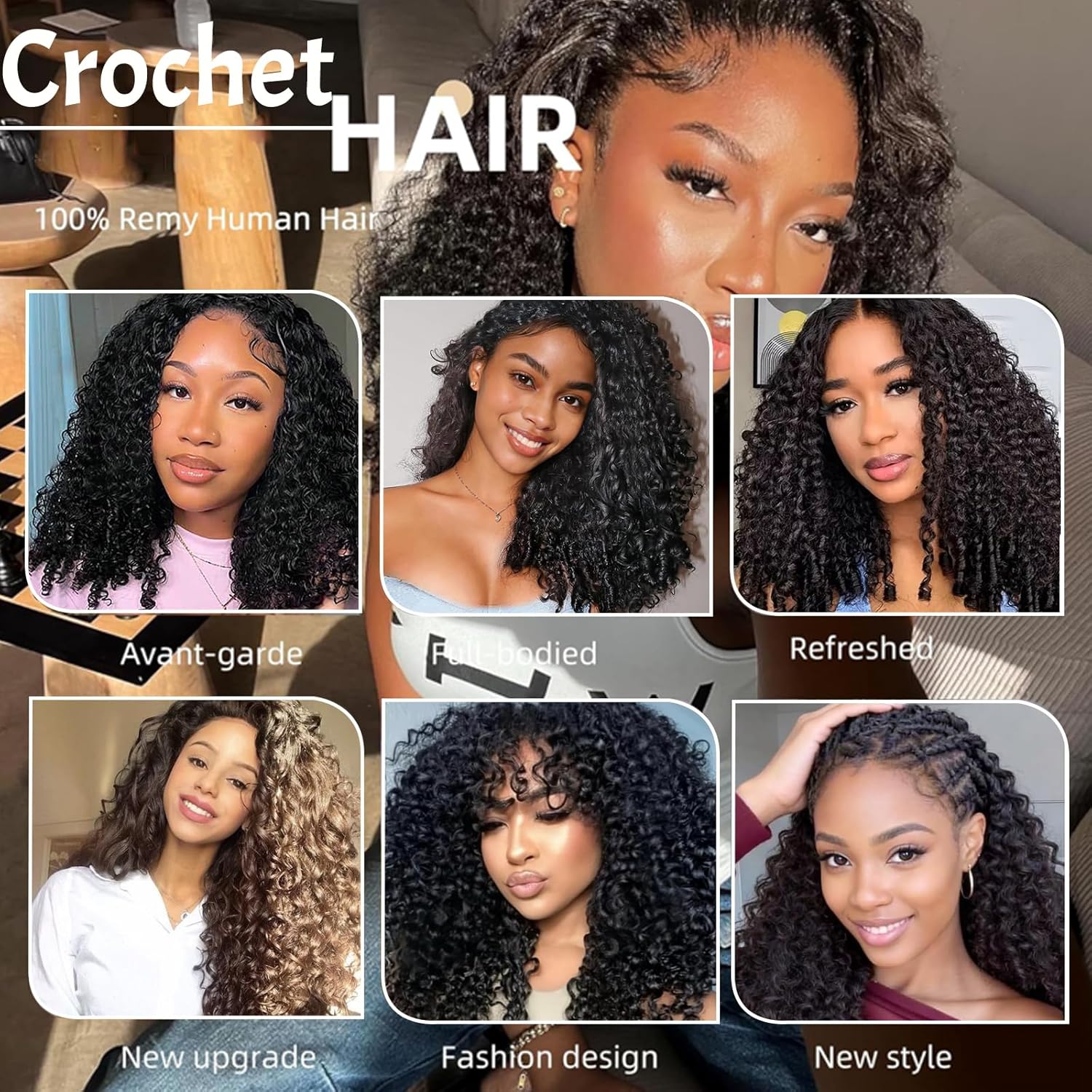 Burmese Curly Bundles Human Hair 14 Inch Raw Jerry Curly Knotless Pre-Separated Feather Human Crochet Hair Lightweight Reusable Remy Hair Extensions With Afro Curl for Women Natural Black 100 Strands