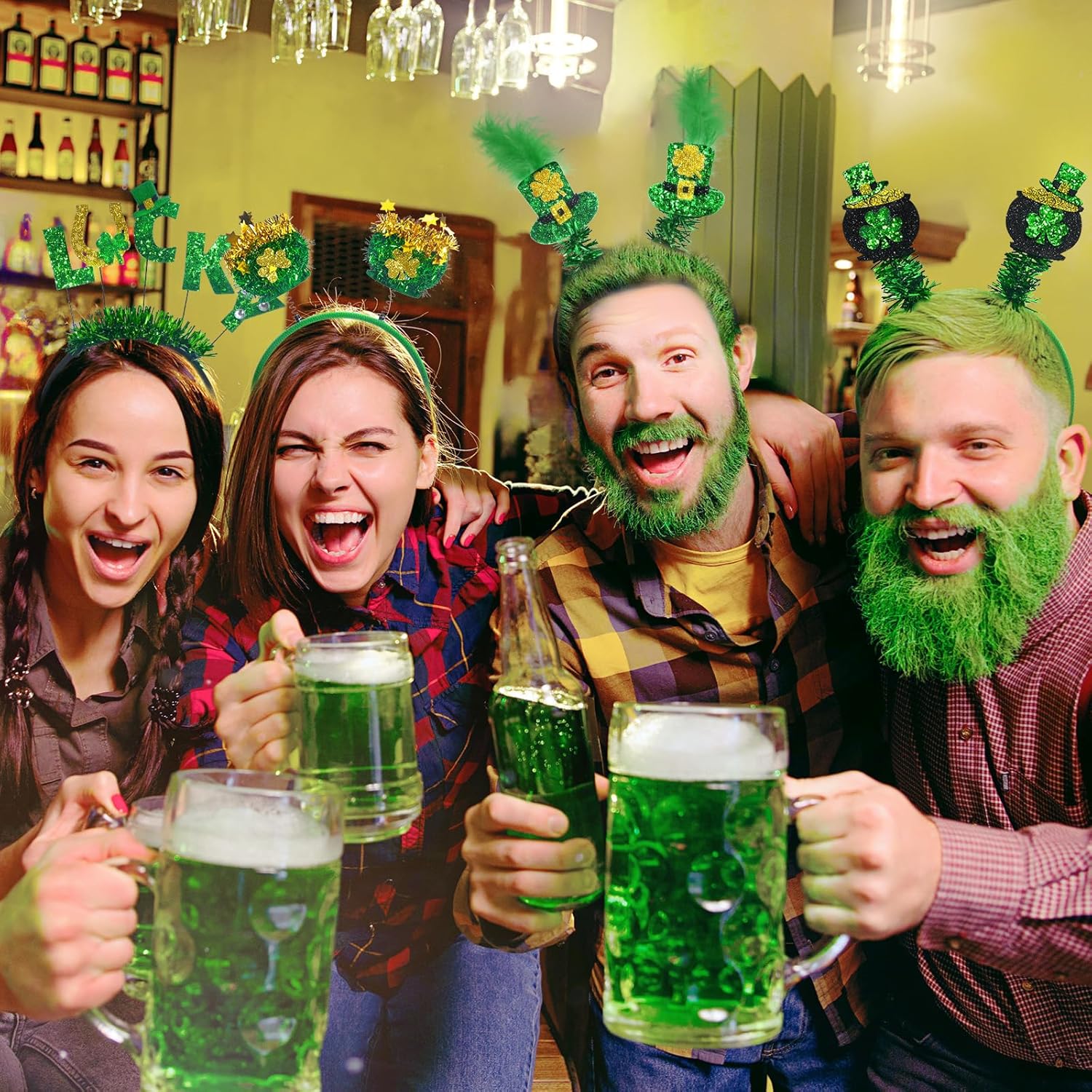 Mega-L 10 Pcs St. Patrick's Day Headbands, St. Patrick's Day Party Supplies Party Favors, Irish-themed Headband Photo Booth Props Accessories for Saint Patrick's Day Parade Party Decorations