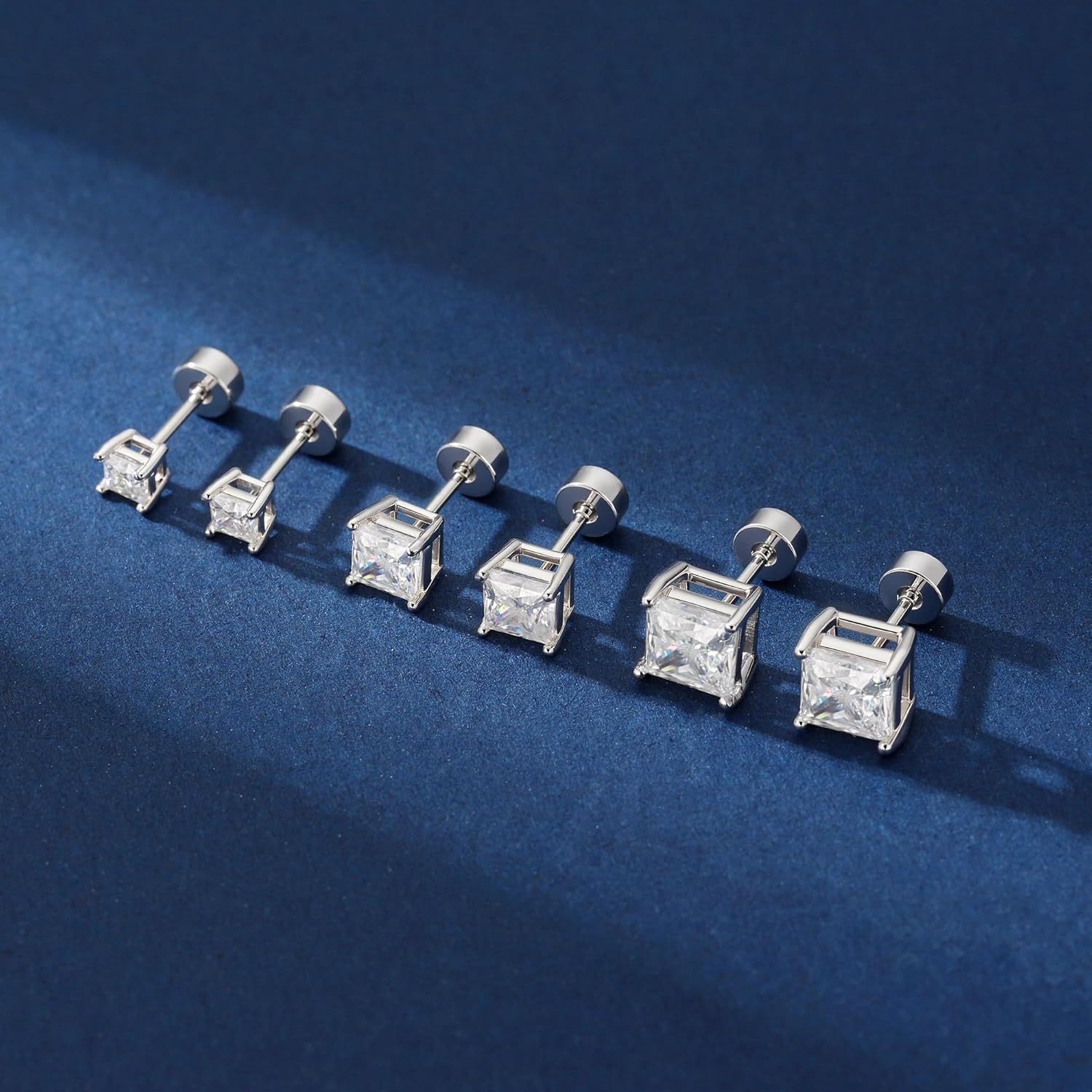 MOOSEA 0.2-2ct Moissanite Flat Back Earrings, Moissanite Earrings Screw Back, 925 Sterling Silver Earring for Women Men - Image 7