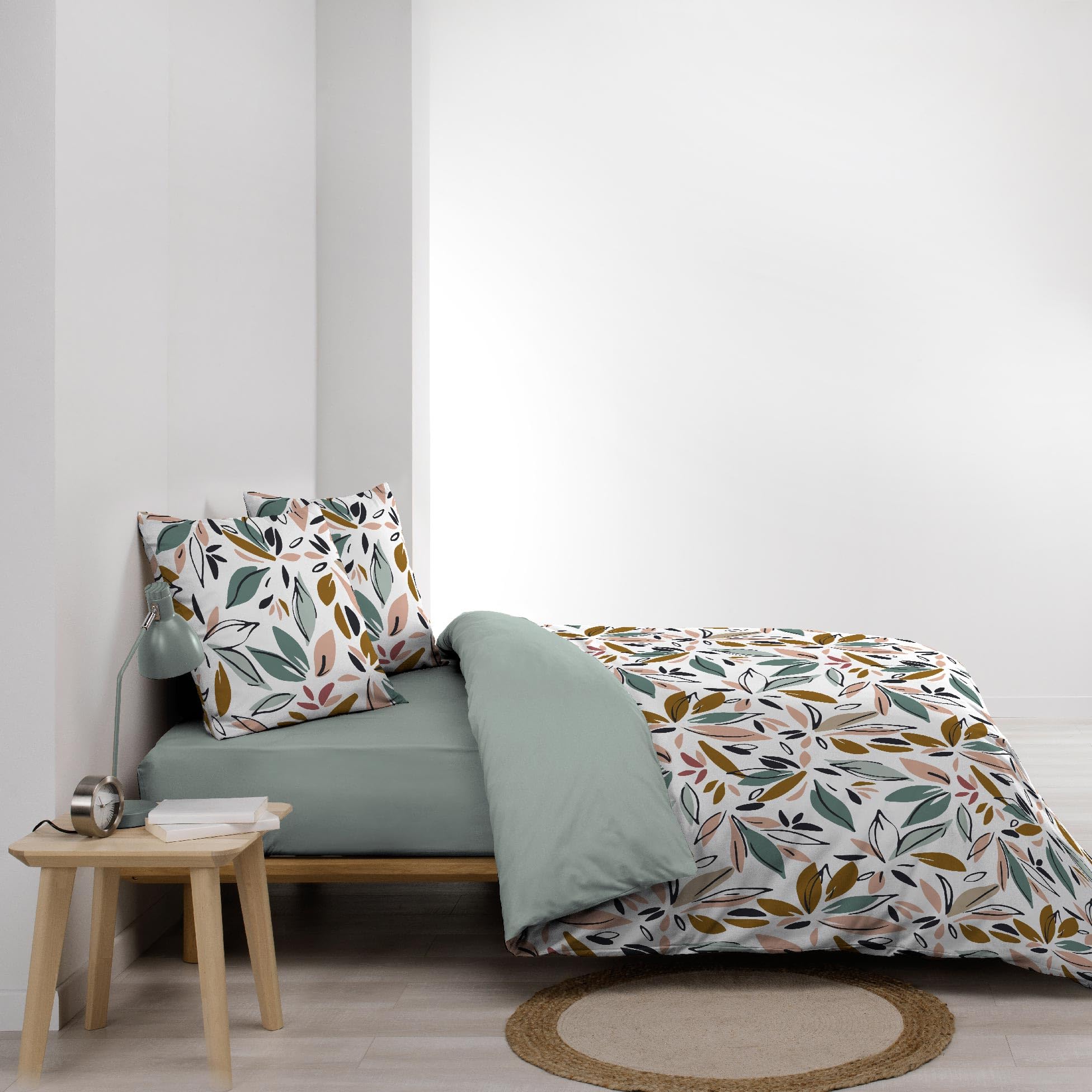 Douceur d'Intérieur, Parure de Lit 3 Pièces (240 x 220 cm) Wilonie Bleu, Microfibre Imprimée