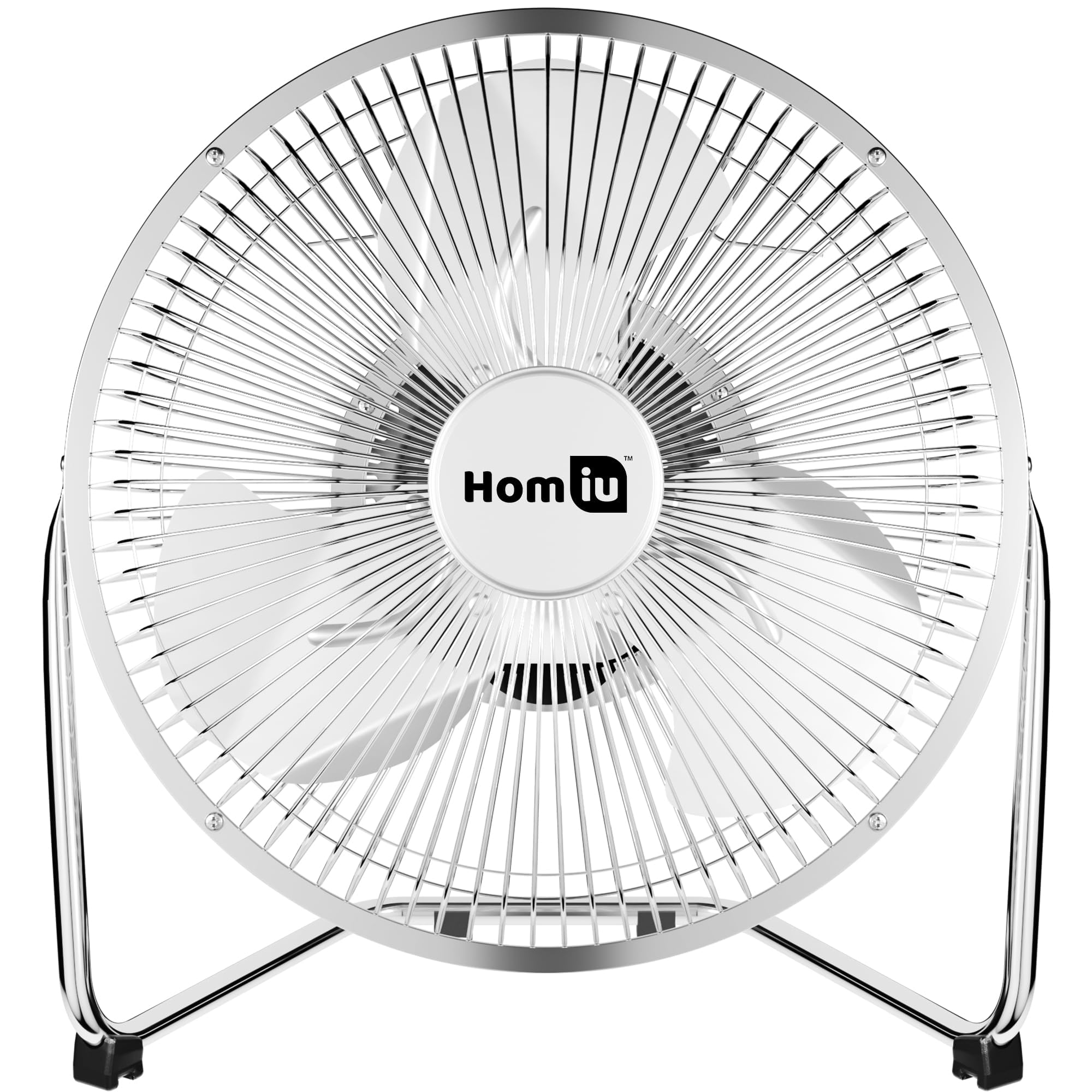 Homiu 9 Inch Floor Fan - 3 Speed High Velocity Cooling Fan - Adjustable Tilting Electric Industrial Fan - Gym Office Chrome Easy Setup Improved Design (9") — image 1