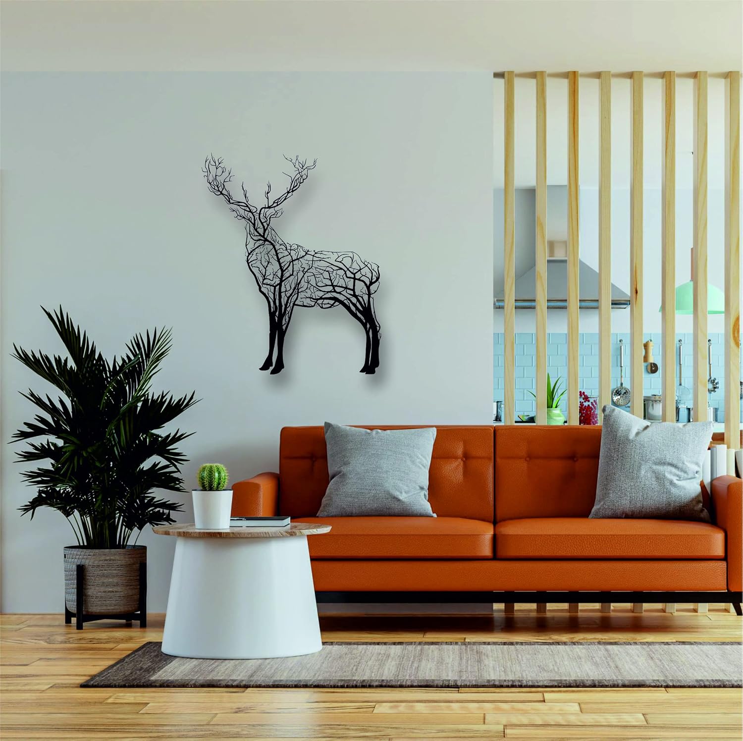 DEKADRON Metal Wall Decor, Tree Deer, Home Decoration, Deer Wall Sign, Metal Wall Art, Living Room Wall Art, Indoor Outdoor Hangings (31" W x 39" H / 80x100cm)