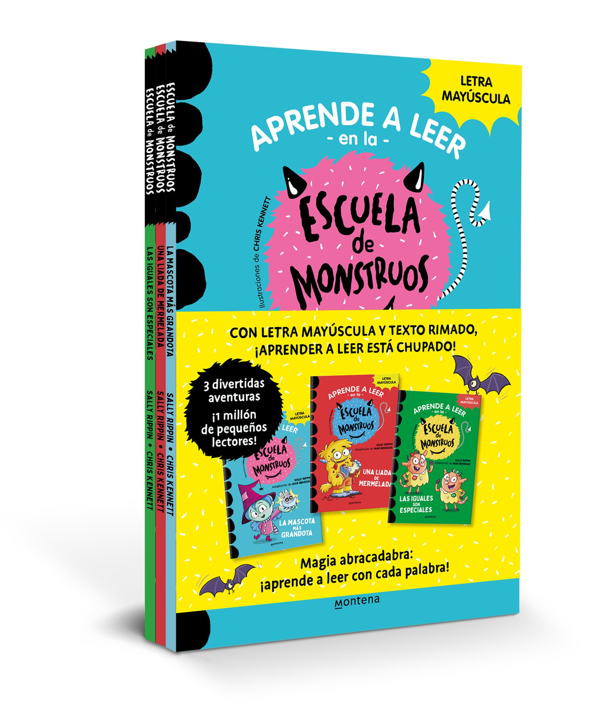 Aprender a leer en la Escuela de Monstruos - Pack con los libros 1, 2 y 3: En letra MAYÚSCULA (libros para niños a partir de 5 años) (Montena)