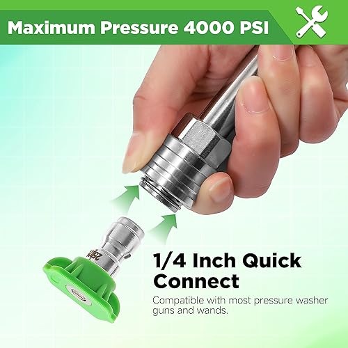 Miniatura 4 de Puntas de lavado a presión, puntas de boquilla de lavadora de energía verde de 25 grados, boquilla de lavado a presión roja de 0, boquilla de lavado