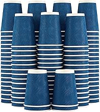Lamosi Coffee Cups 12 oz - 120 Pack, 12 oz Disposable Paper Coffee Cups Insulated, Corrugated Kraft Ripple Wall Cup for Hot Beverage or Cold Drinks (Navy)