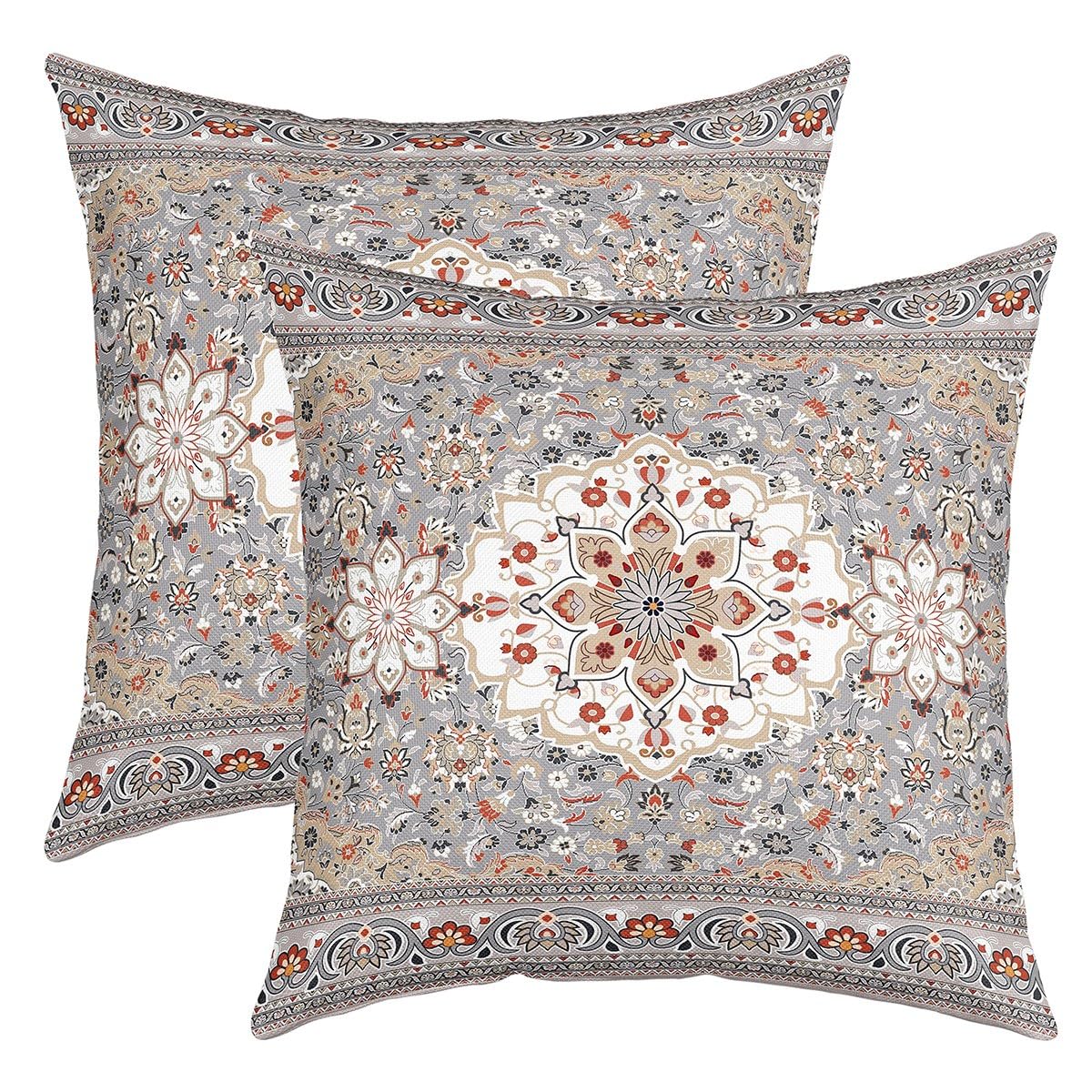 Amazon.co.jp: ペルシャ風クッションカバー 22x22、ボーホー