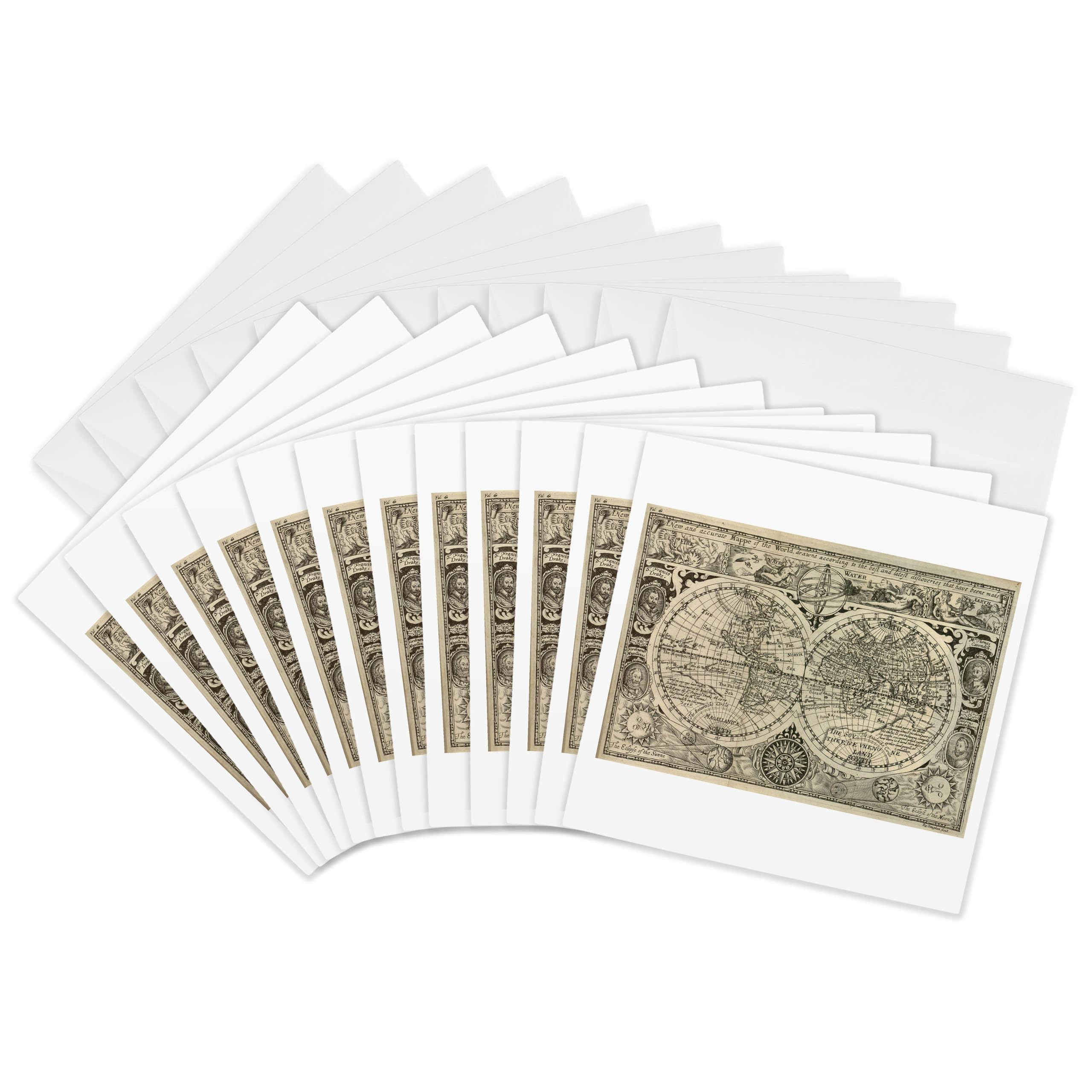 3Drose World Map 1628 - Greeting Cards, 6 by 6-inches, Set of 12 (gc_7426_2)