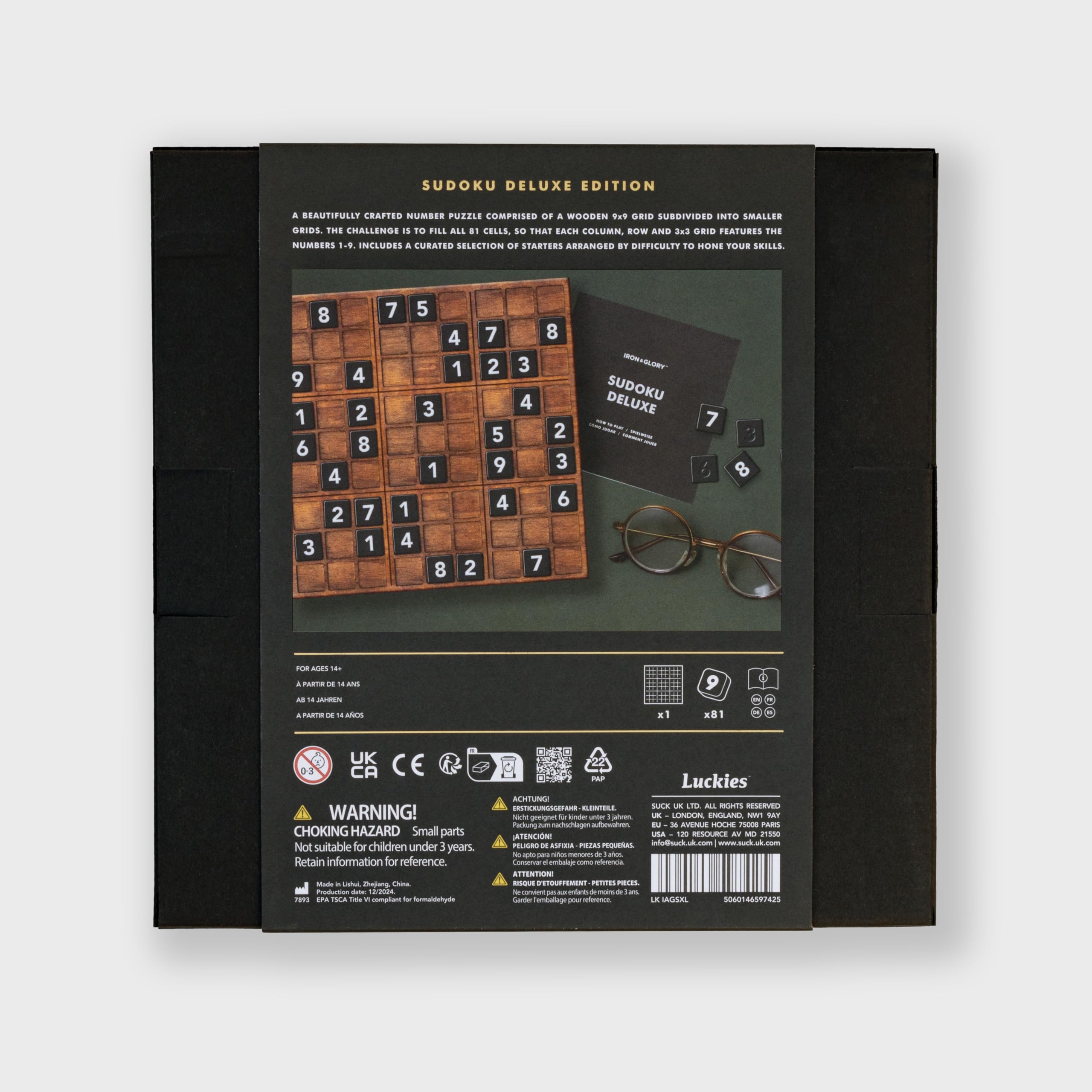 Iron & Glory Deluxe Holz-Sudoku-Puzzle-Spiel | Gehirnspieler 81 nummerierte Melamin-Fliesen & umfassende Anleitung | Reise-Brettspiel für Freunde & Familie | Ideales Retro-Neuheitsgeschenk & Wohndekor