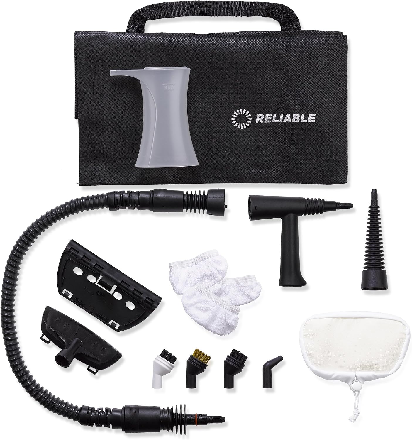 Reliable Pronto 100CH Portable Hand-Held Steam Cleaner and Garment Steamer With High Pressure Nozzle, Fast Heat-up, Continuous Steam, 4 BAR 60 PSI Pressure, 15 Piece Accessory Kit Included