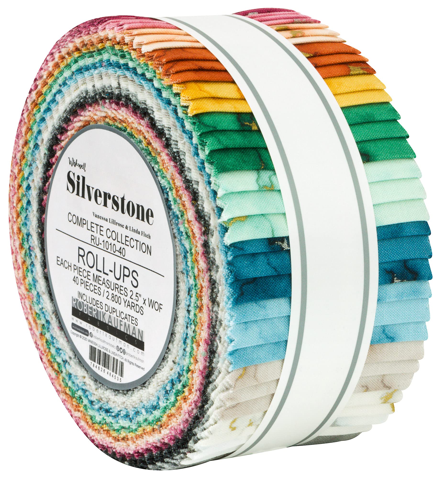 Vanessa Lillrose Wishwell Silverstone Roll Up 40 2.5-inch Strips Jelly Roll Kaufman RU-1010-40