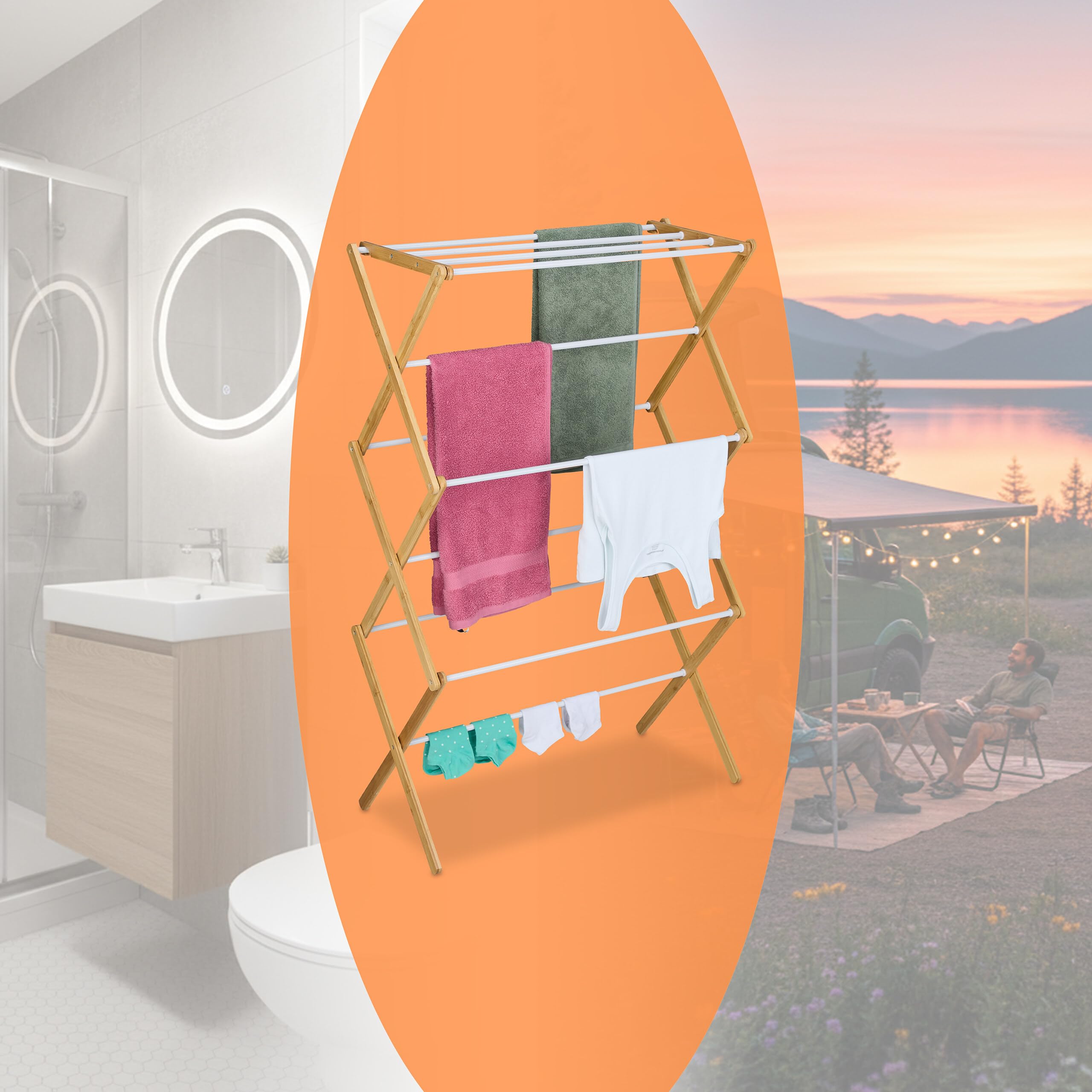 Relaxdays Stendibiancheria Pieghevole, Stendino Verticale Torre, 11 Aste Stendi Panni, 115x73x33cm
