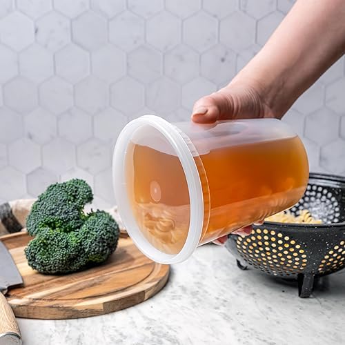 Miniatura 5 de Recipientes de 32 onzas con tapas (paquete de 240) a granel  Recipiente de plástico de cuarto de galón con tapa, desechable, 32 onzas, congelador,