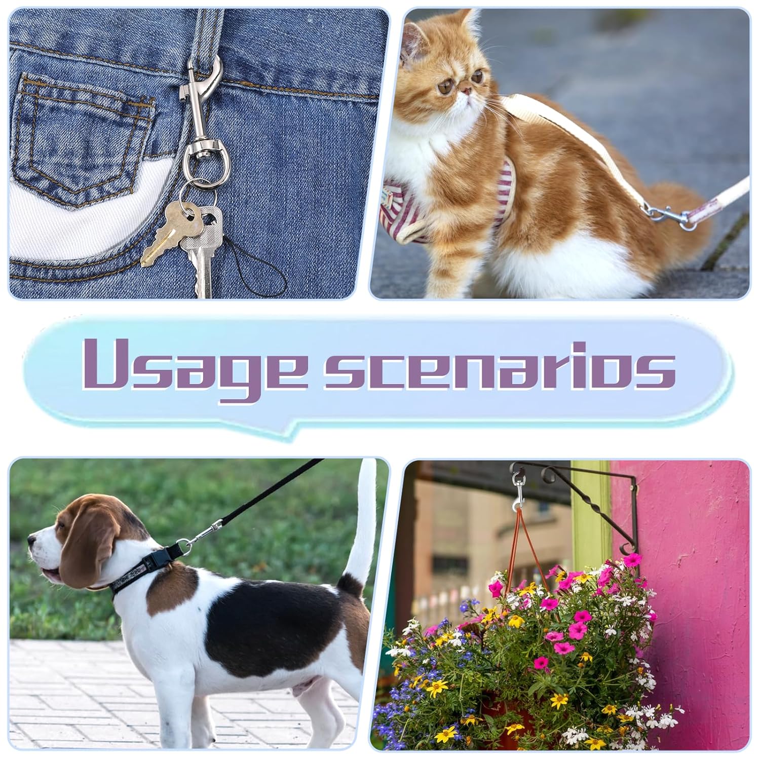 35 Pcs Swivel Snap Hooks for Dog Leash 2.75" Heavy Duty Swivel Clip Clasp Swivels Eye Bolt Snap Hook Single Ended Clip Hooks for Pet Buckle Key Chain Purse Bag Making - Image 7