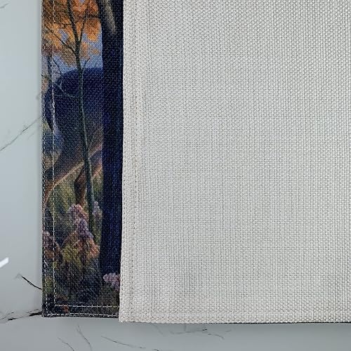 Miniatura 4 de Deco4URLife Juego de 2 manteles individuales de lino y algodón de 12 x 18 pulgadas, resistentes al calor, antideslizantes, de doble capa, para mesa