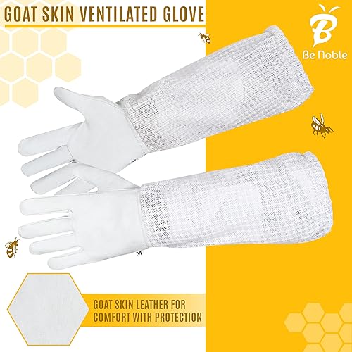 Miniatura 5 de Trajes de abeja de 3 capas para hombres y mujeres, disfraces de apicultor de algodón ventilado antipicaduras con guantes.