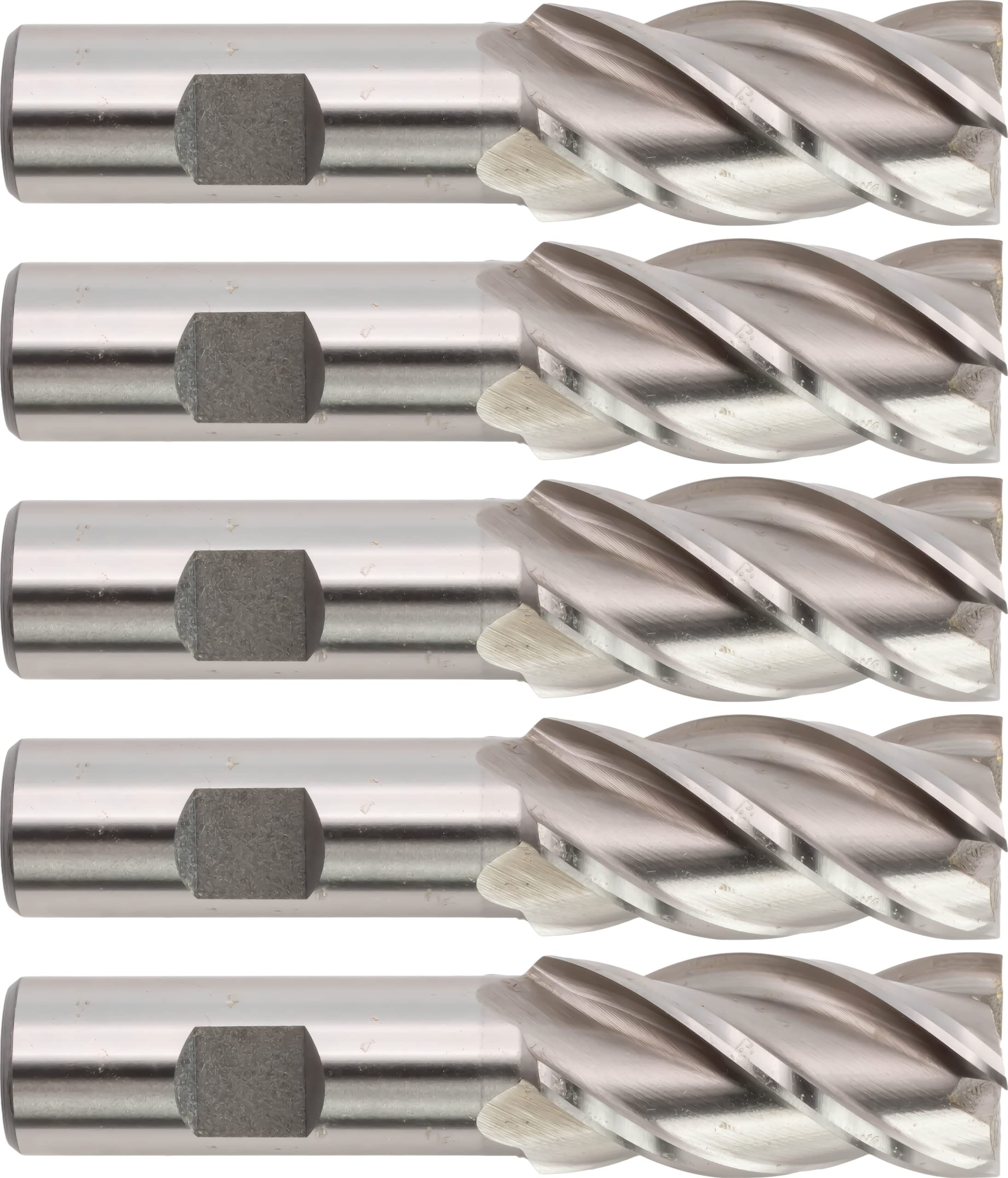 CME 5 pcs M42 Cobalt End Mills, Square Nose, Bright (Uncoated) Finish, 15/16