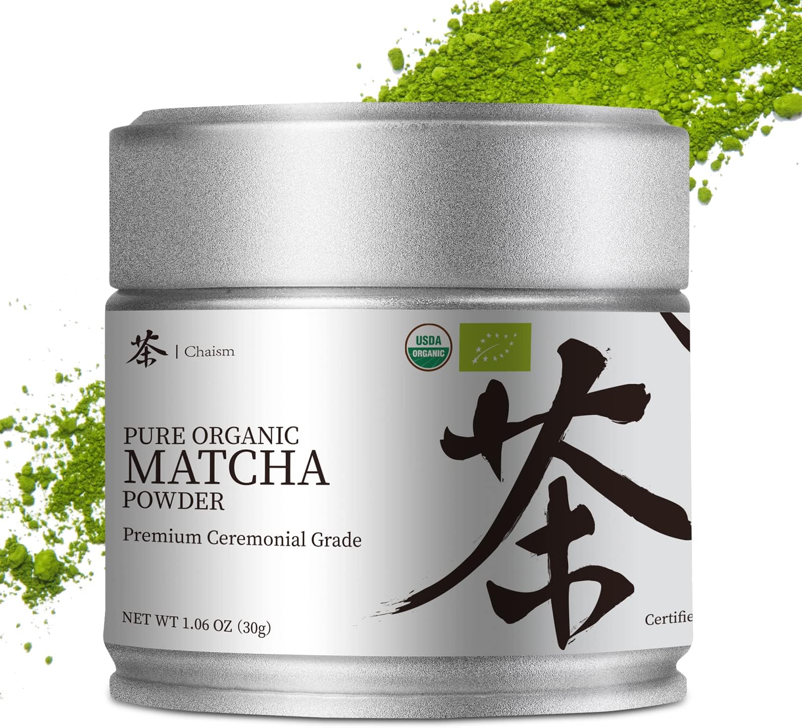 Chaism Ceremonial Grade Matcha Green Tea Powder - Premium First Harvest USDA Organic Gluten-Free Vegan, 100% Pure Unsweetened No Additives, 1.06oz Tin