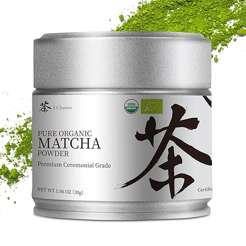 Chaism Ceremonial Grade Matcha Green Tea Powder - Premium First Harvest USDA Organic Gluten-Free Vegan, 100% Pure Unsweetened No Additives, 1.06oz
