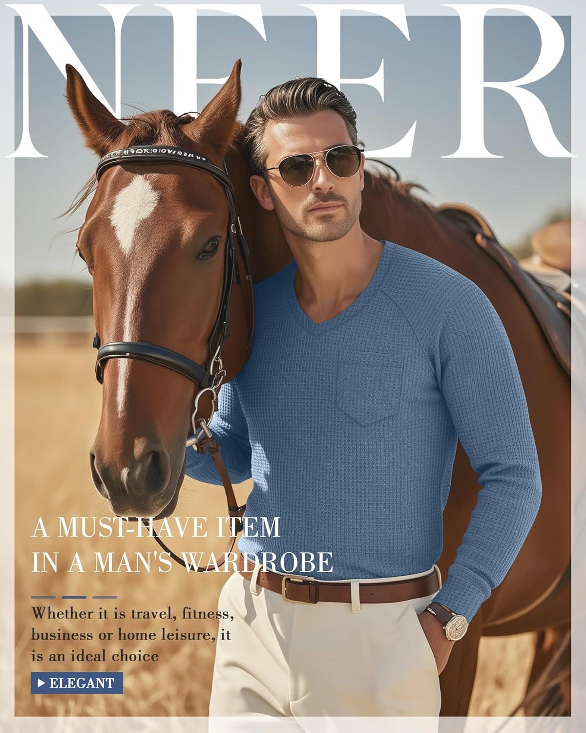 Neer 3 Pack Men's Big and Tall Waffle Thermal Long Sleeve Shirts V Neck Tops Casual Pullover Knit Undershirt with Pockets - Image 2