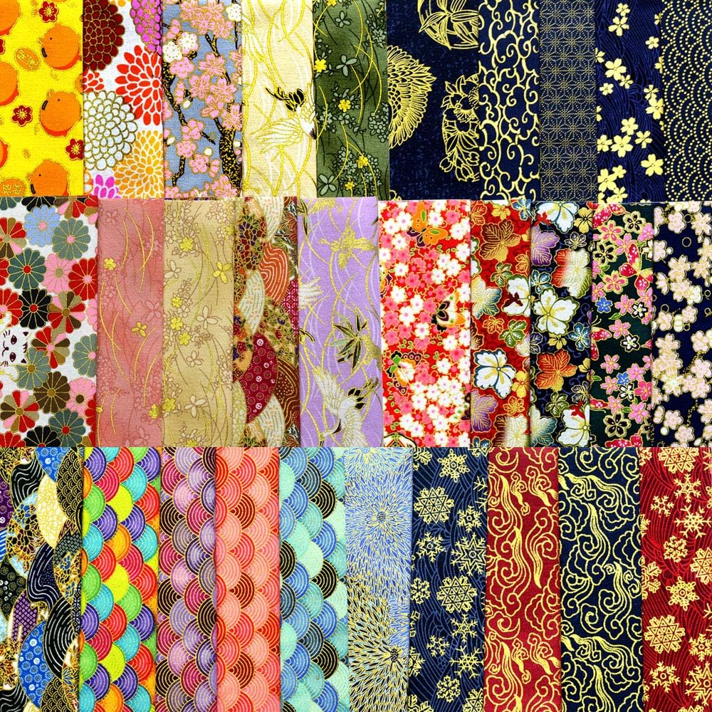 30pcs Japanese Style Fabric Squares,8 inchx10 inch (20cmx25cm) Cotton Craft Fabric Bundle Squares Patchwork,Cotton Wrapping Cloth Quilting Fabric,Bundles of Fabric for DIY Patchwork Sewing