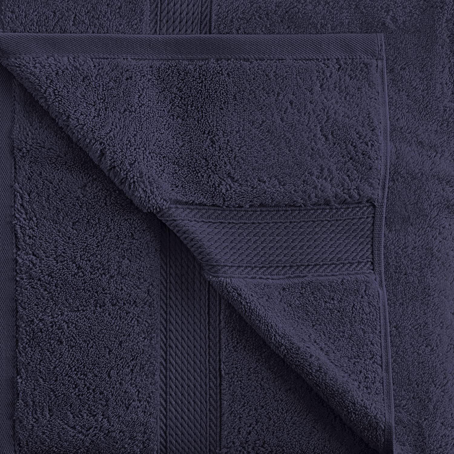 BLUENILEMILLS Buckingham Egyptian Cotton Solid 6-Piece Towel Set, Face Towels, Navy Blue