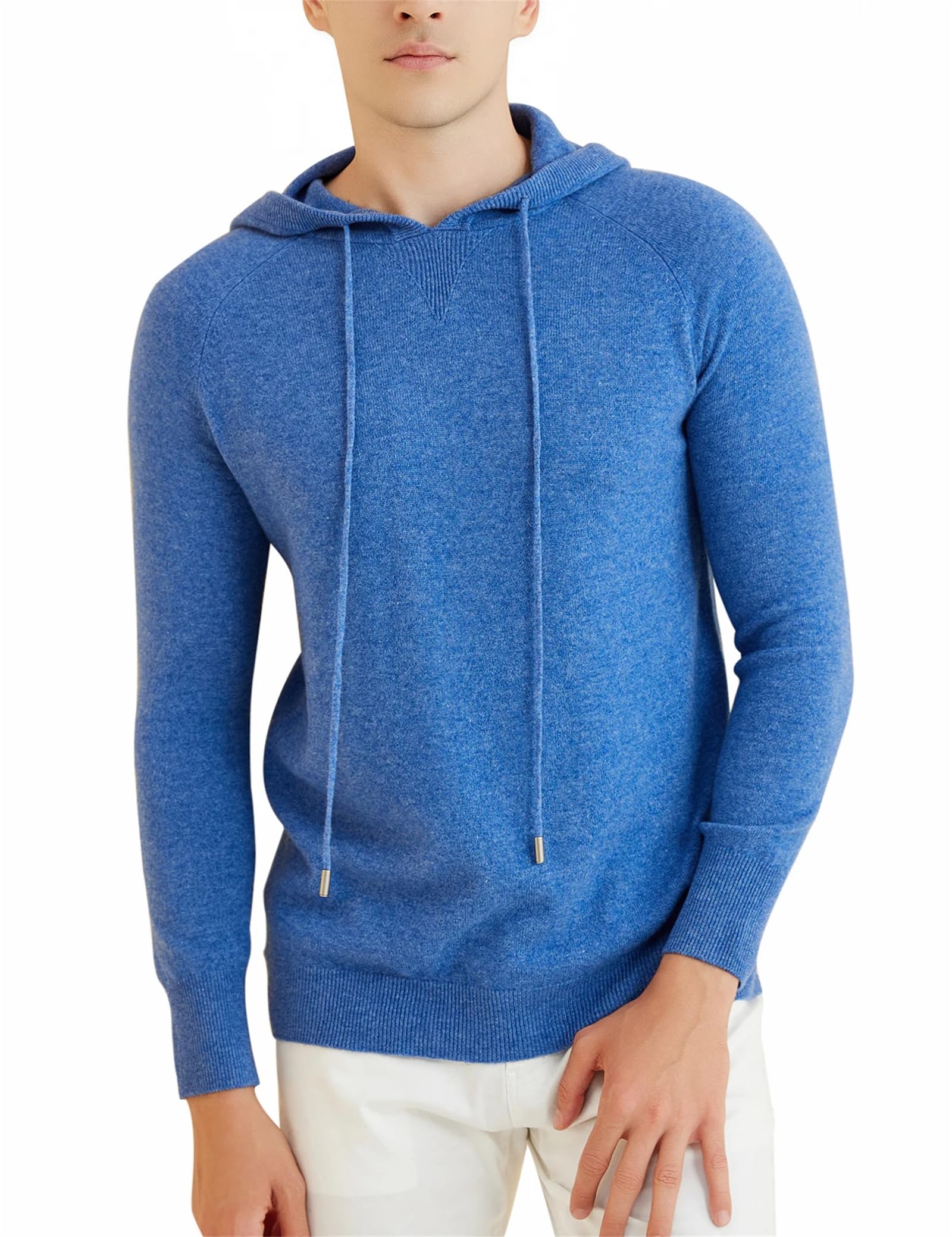 Felpa con cappuccio da uomo in lana merino maglione con cappuccio autunno inverno caldo manica lunga pullover abbigliamento maschile