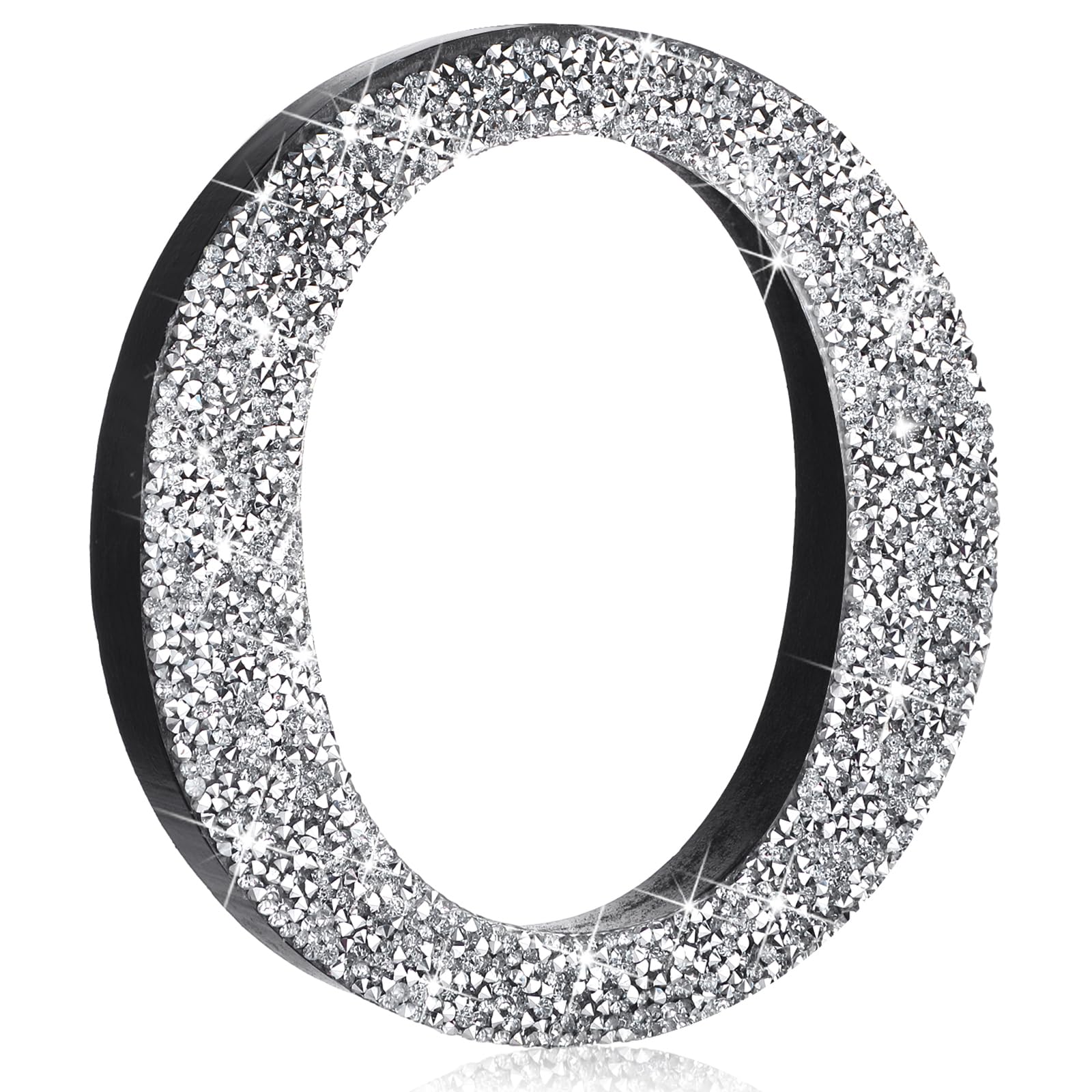Qunclay 5.7" Silver Crystal Diamond Bling Letters Crushed Diamond Decoration Wooden Glitter Letter with Screw and Hooks Rhinestone Gift for Wedding Y2k Mcbling Bedroom Wall Decor (Letter O)