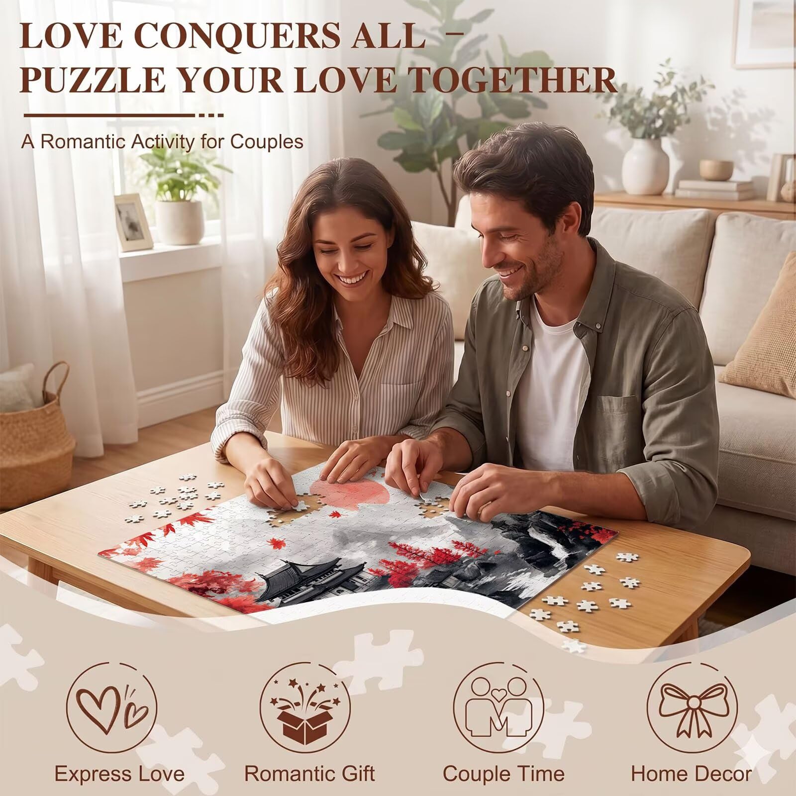 paesaggio Retro Puzzle 1000 Pezzi per Adulti, Puzzle in Legno - Collezione Classica con Poster Incluso -Sfida di Concentrazione e Passatempo Antistress, Gioco Educativo per Famiglia, 75 x 50 cm f0-505