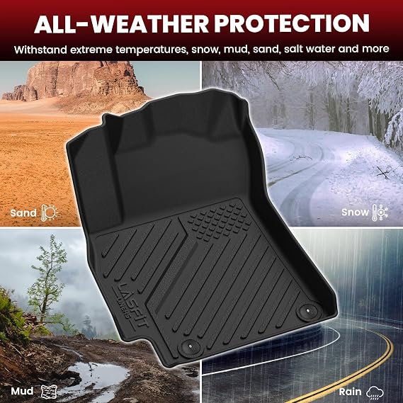 LASFIT Floor Mats & Cargo Mat for Hyundai Elantra 2021-2026 (Only Fit Gas) & Elantra N 2022-2026, All Weather TPE Car Mats Custom Fit Elantra/Elantra N Floor Liners & Trunk Mat Accessories, Black